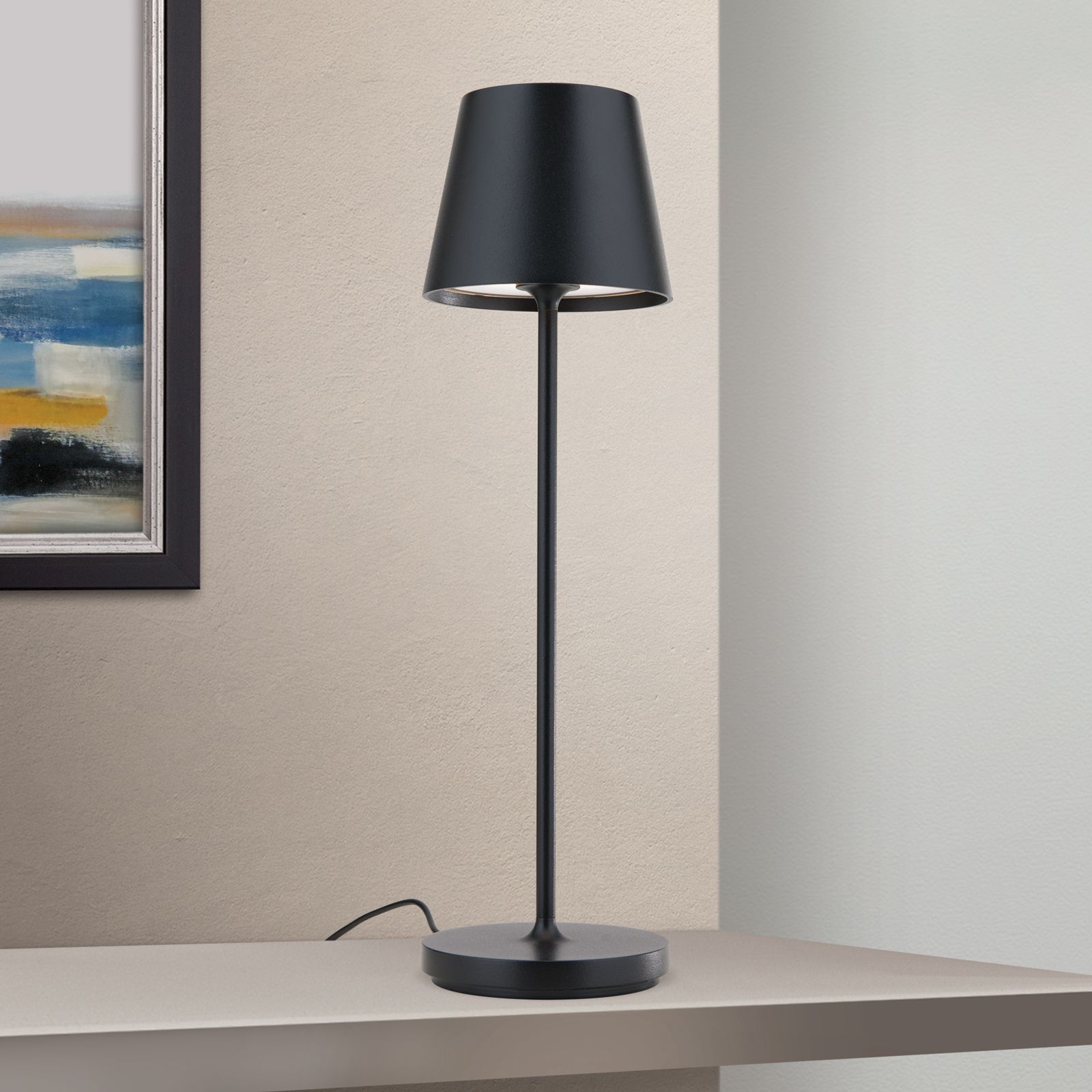 LED battery Table Lamp CANDLELIGHT, black, Black