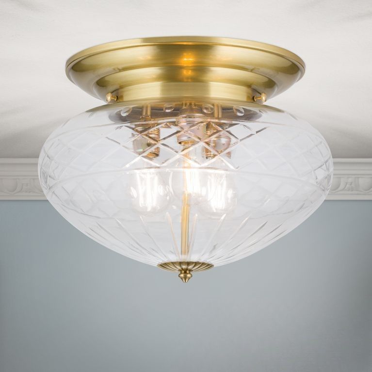 Adele Ceiling Light, bronze plated, with clear cut glass, 40cm
