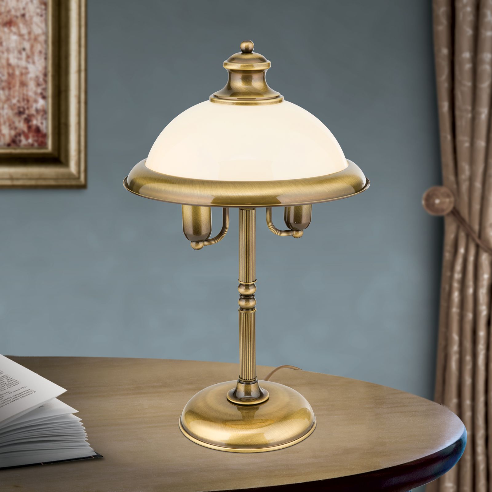 Table Lamp AUSTRIAN OLD LAMP, 2-lamps, patina, H 55 cm