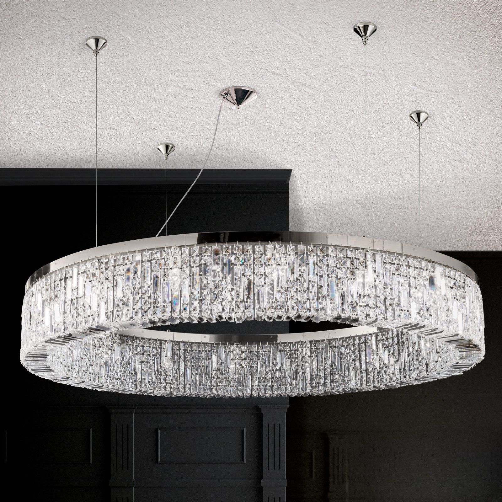 Lustr RING, 16 světel, chrom