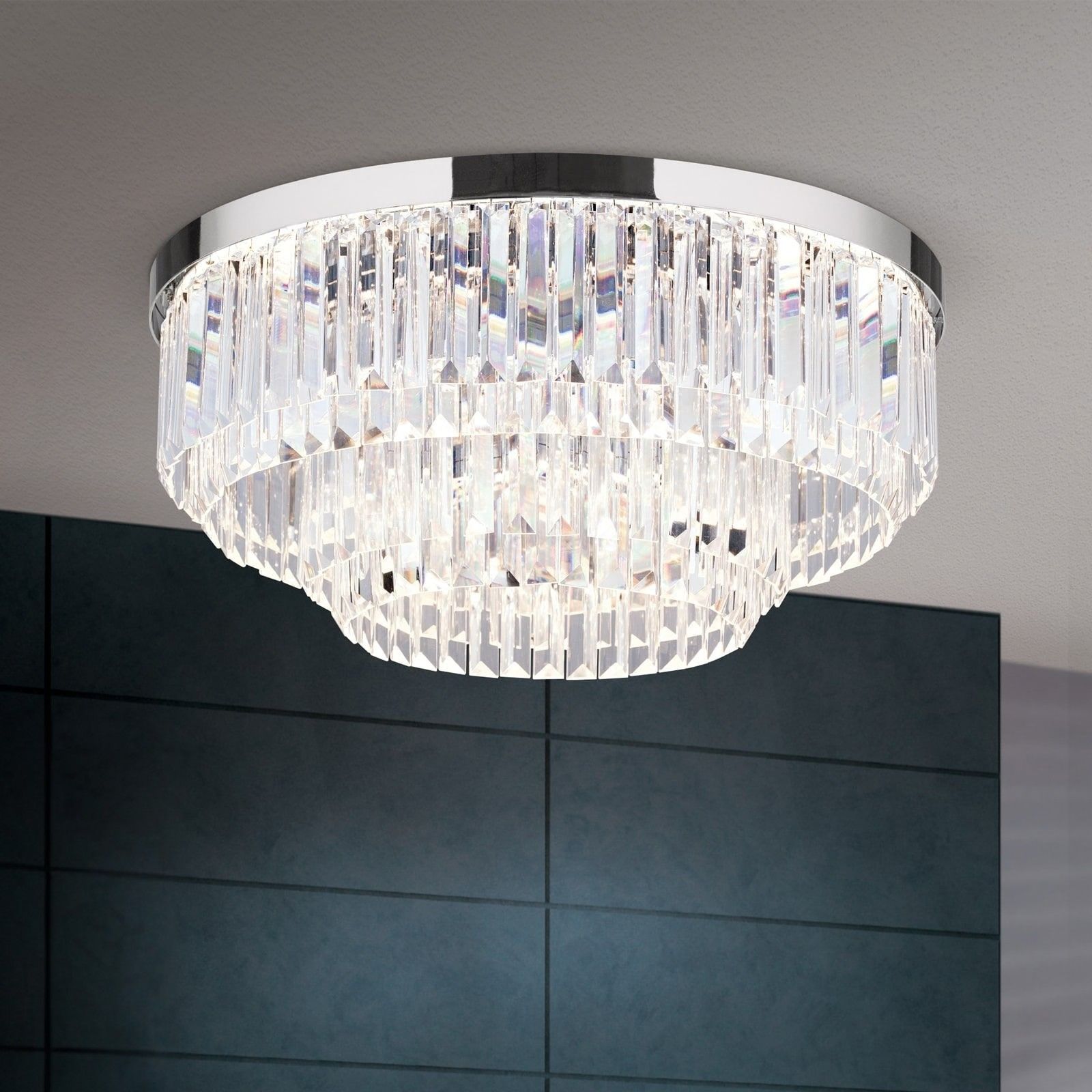 PRISM LED ceiling light, chrome, Ø 55cm