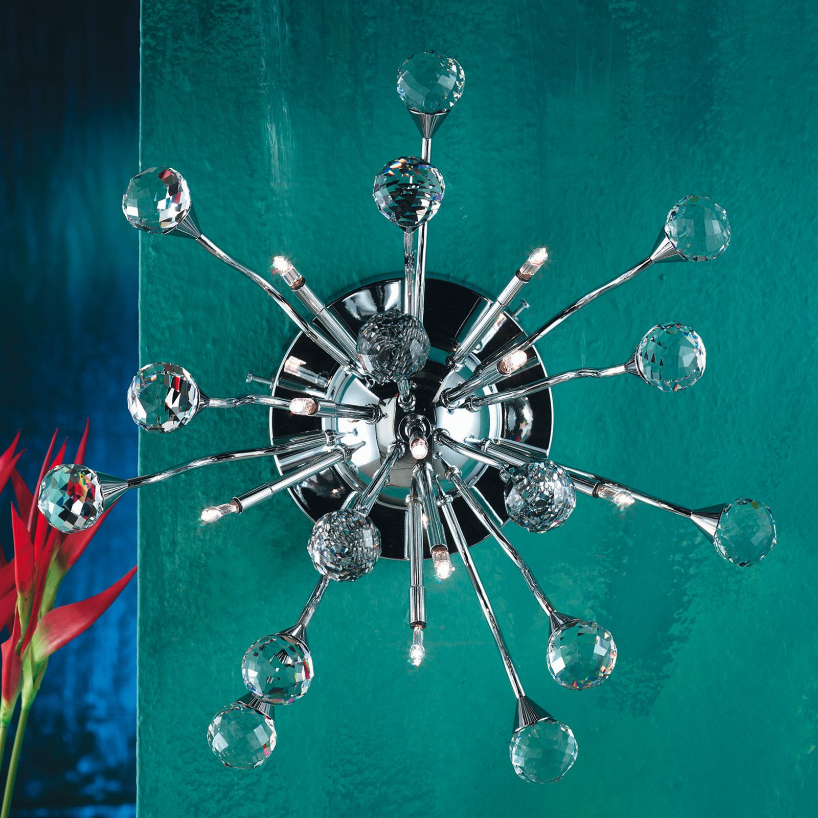 Wall light GALAXY, 9-flames, chrome