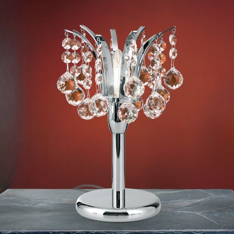 Table lamp KRISTALL KLASSISCH, chrome, 28 cm