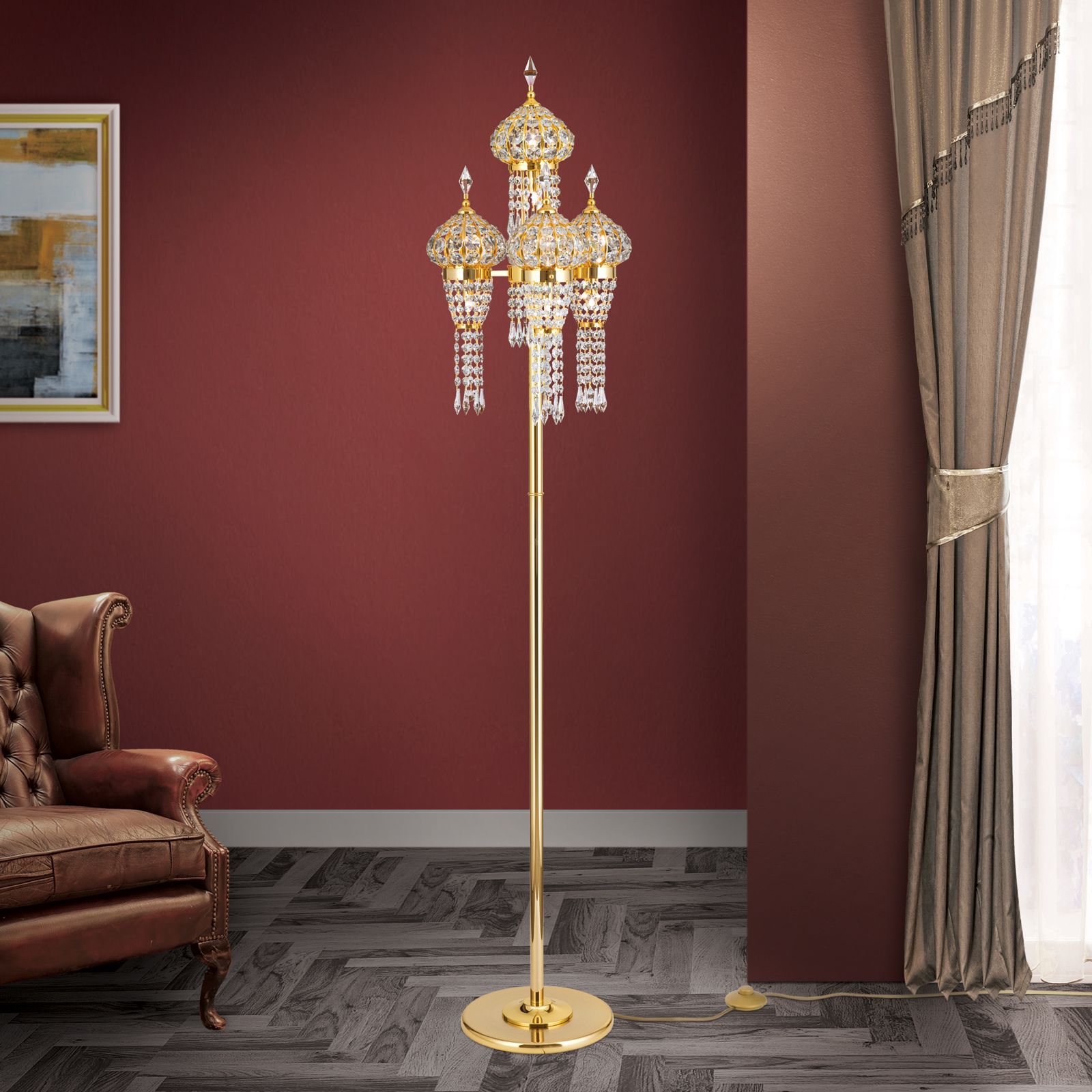 Stojací lampa ORIENTAL, zlatá