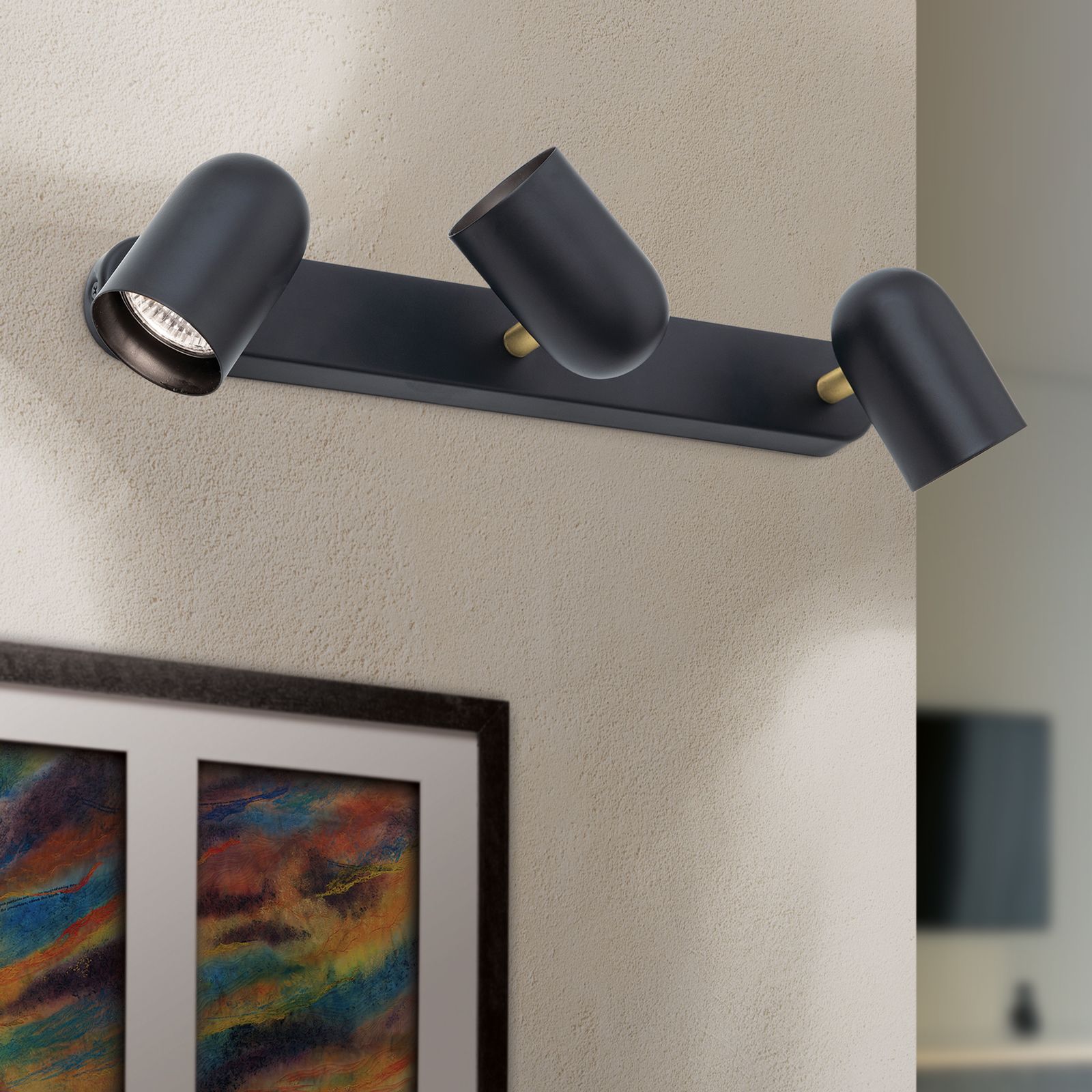 Spotlight BRADLEY, 3-lamps, black/brass