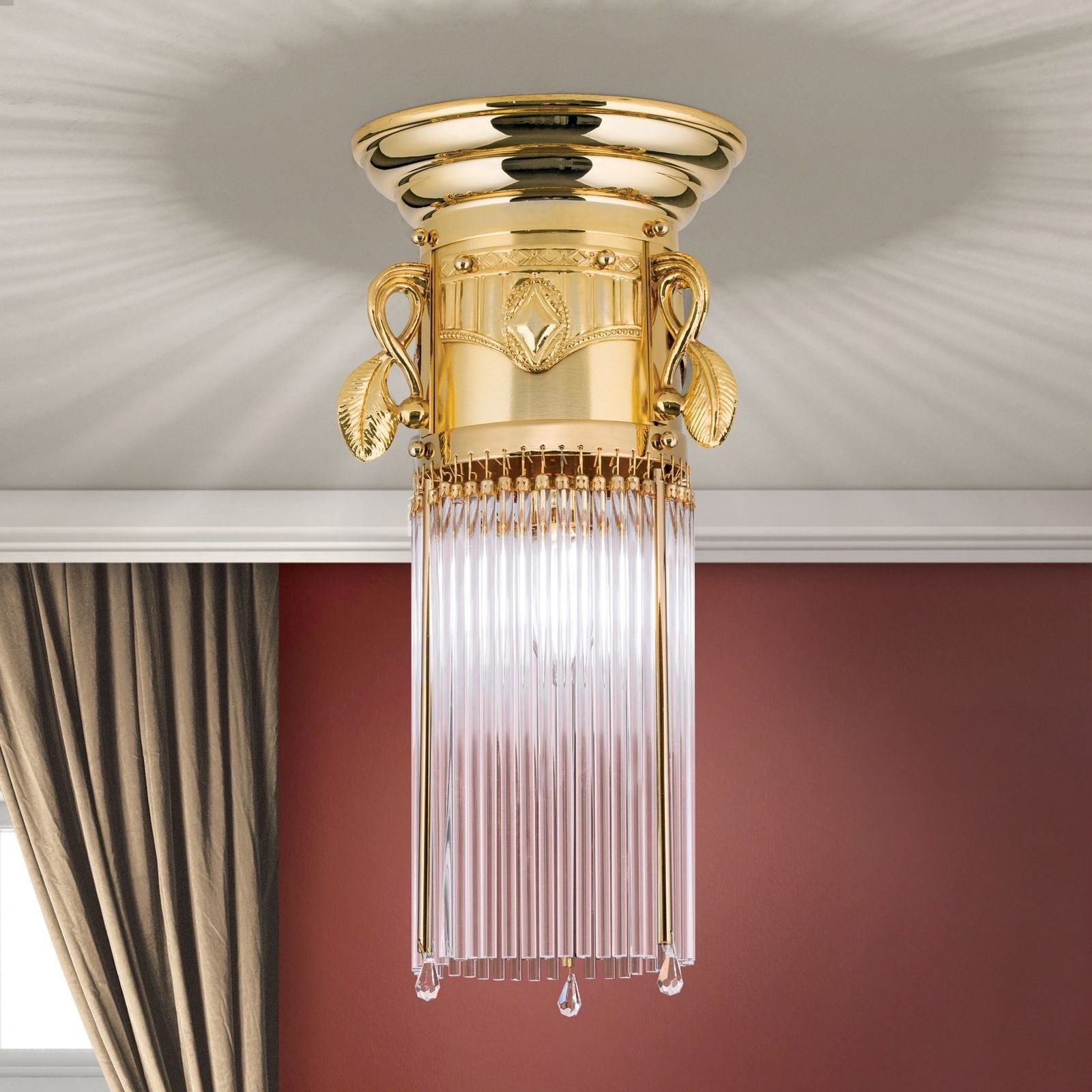 Deckenleuchte Adele, Gold, mit Stäbchen, 18cm