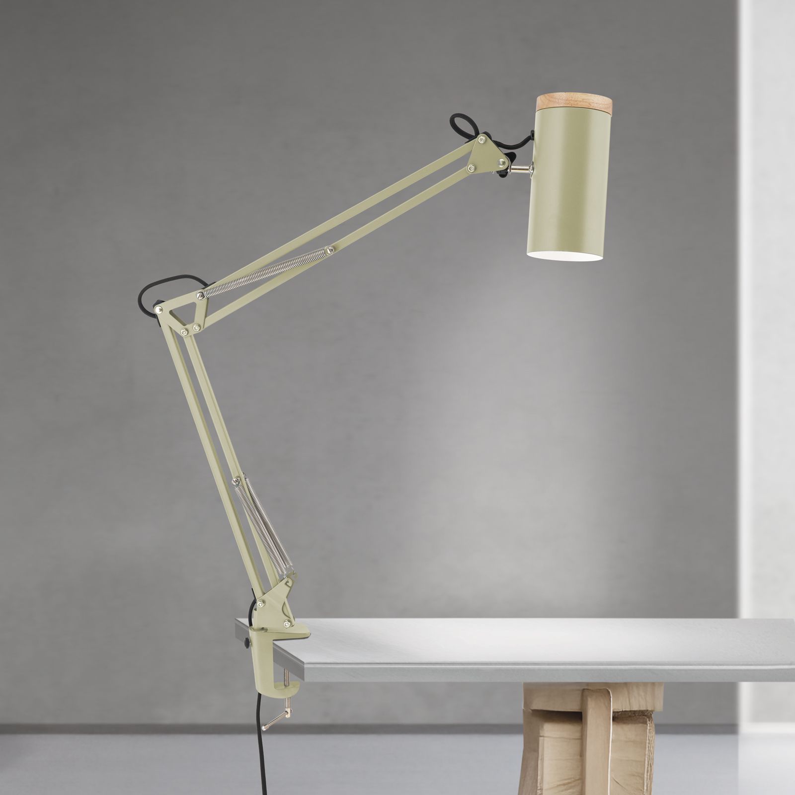 Spring-loaded luminaire GILI with screw clamp, light green