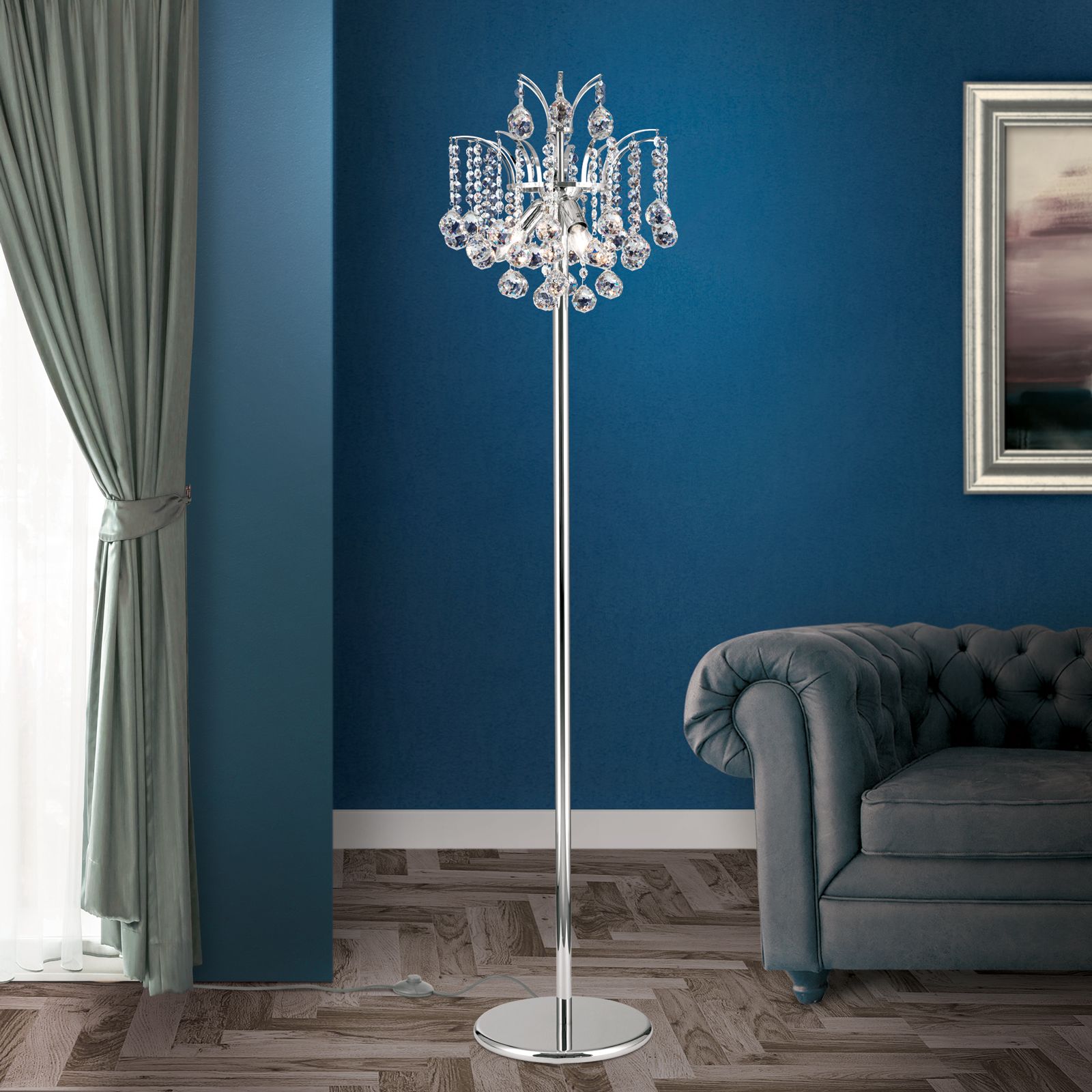 Stehlampe KRISTALL KLASSISCH, Chrom