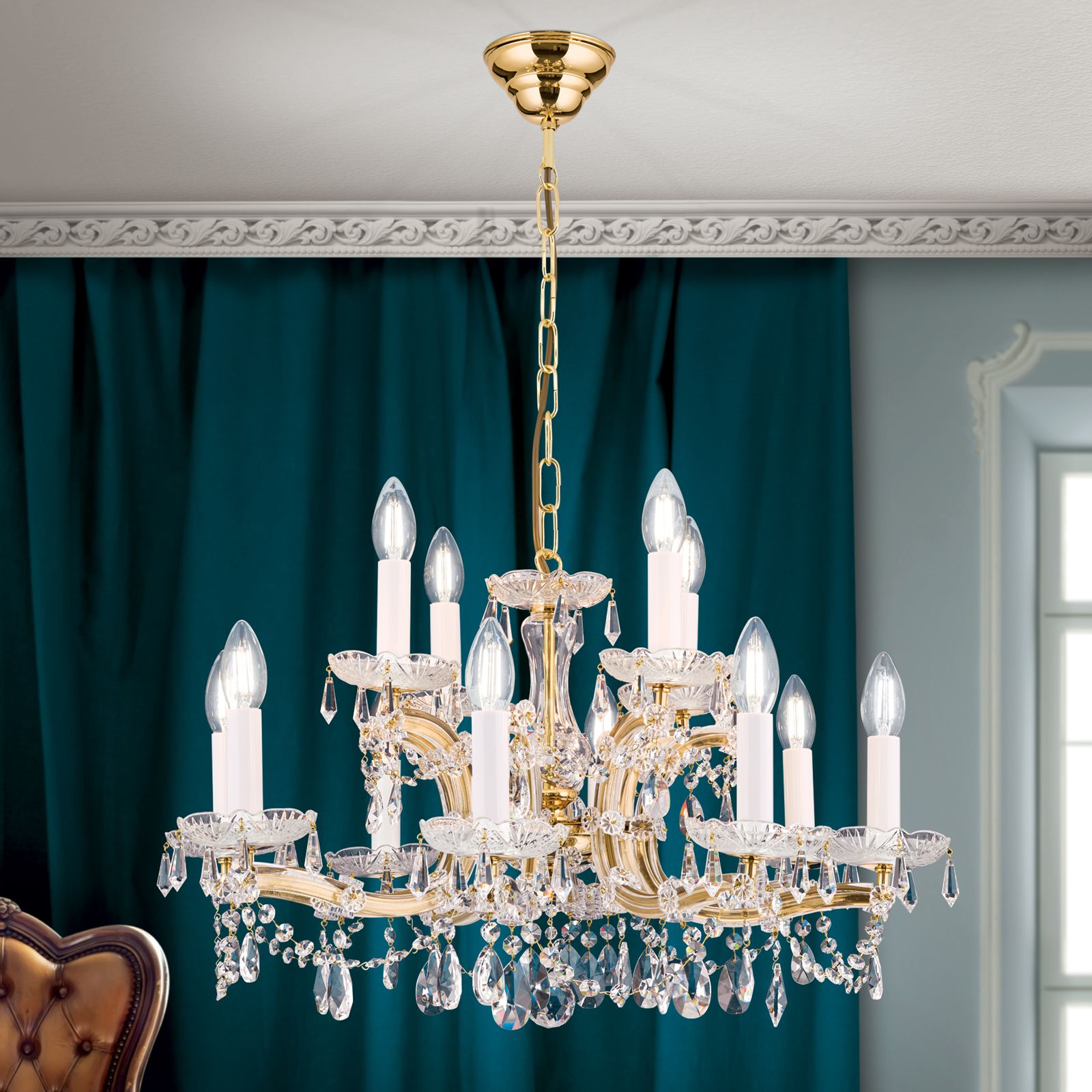 Luster MARIA THERESIA, 12-flammig, Gold