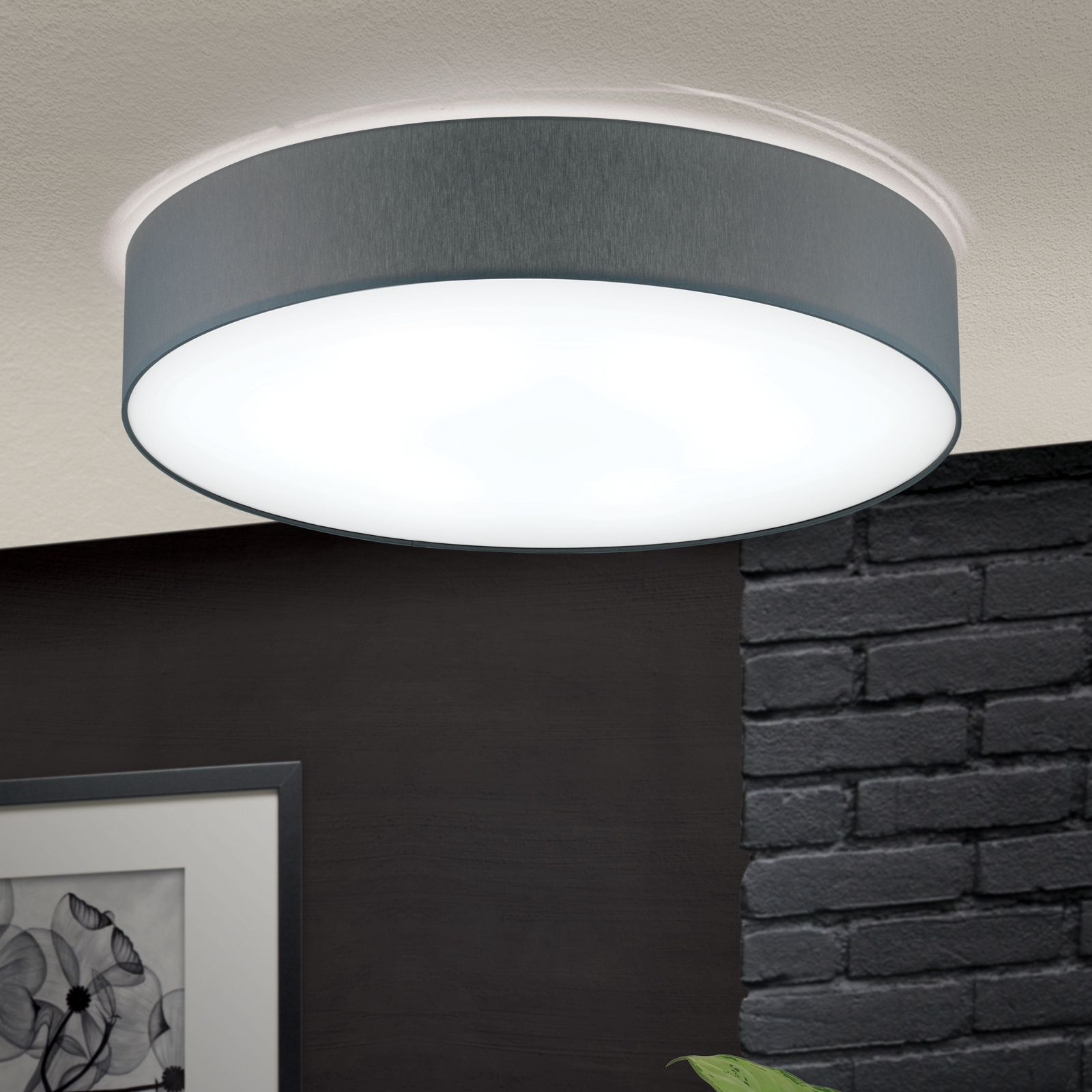 SHADE Ceiling Light, with cylindric, grey lampshade, Ø 80cm
