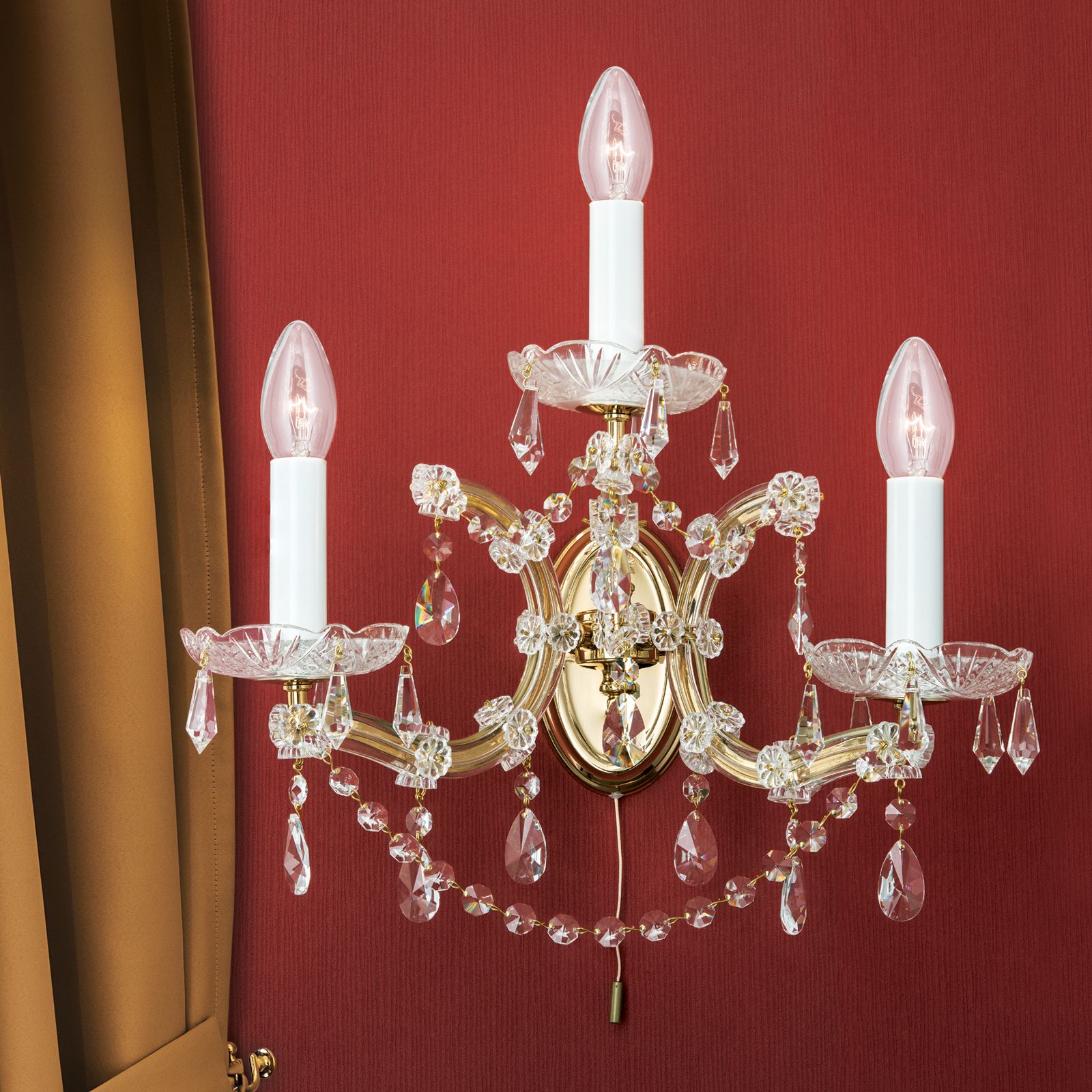 Wandleuchte MARIA THERESIA, 3-flammig, gold