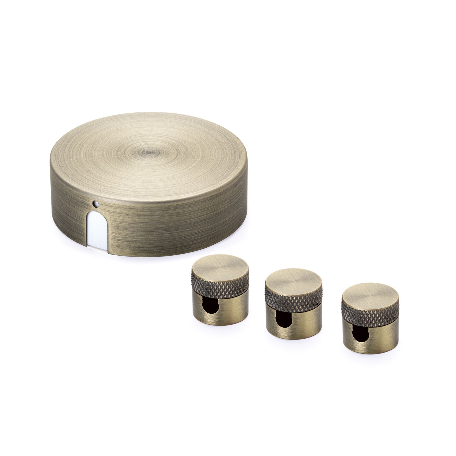 Distribution canopy set incl. 3 ceiling pins, metal, patina