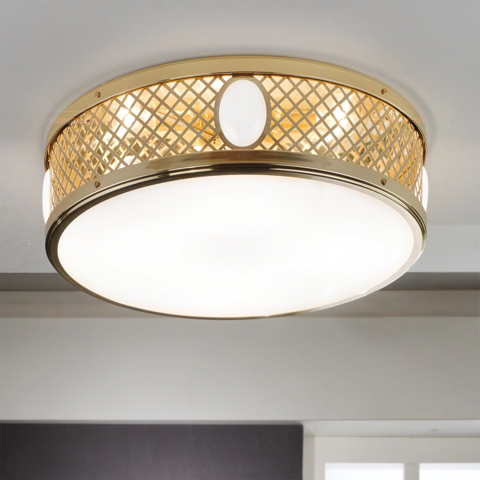 Round ceiling light ALT WIEN, shiny brass, 53cm