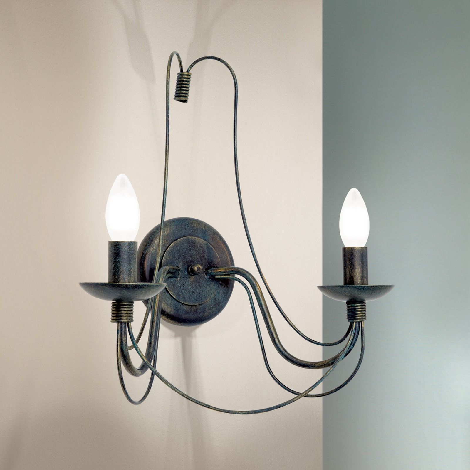 Wall lamp VELA, 2-flames, antique