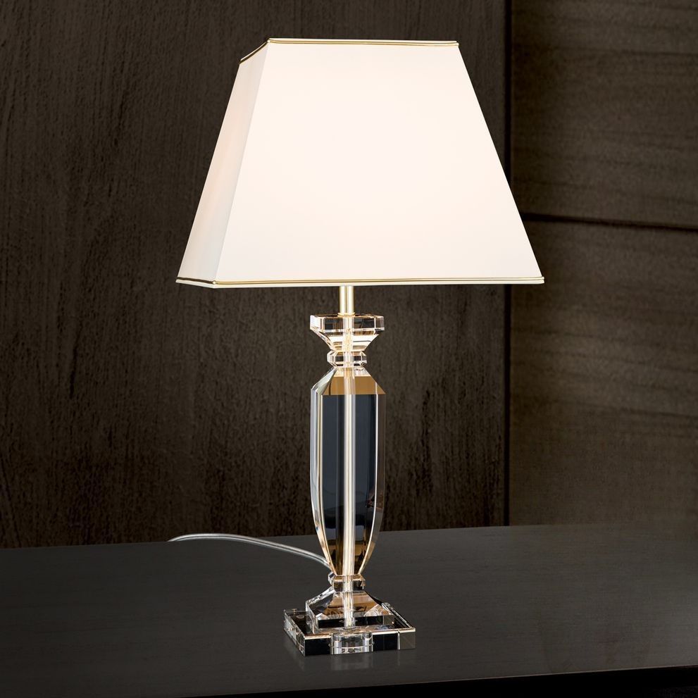 Table lamp POKAL, with cream colored shade, gold