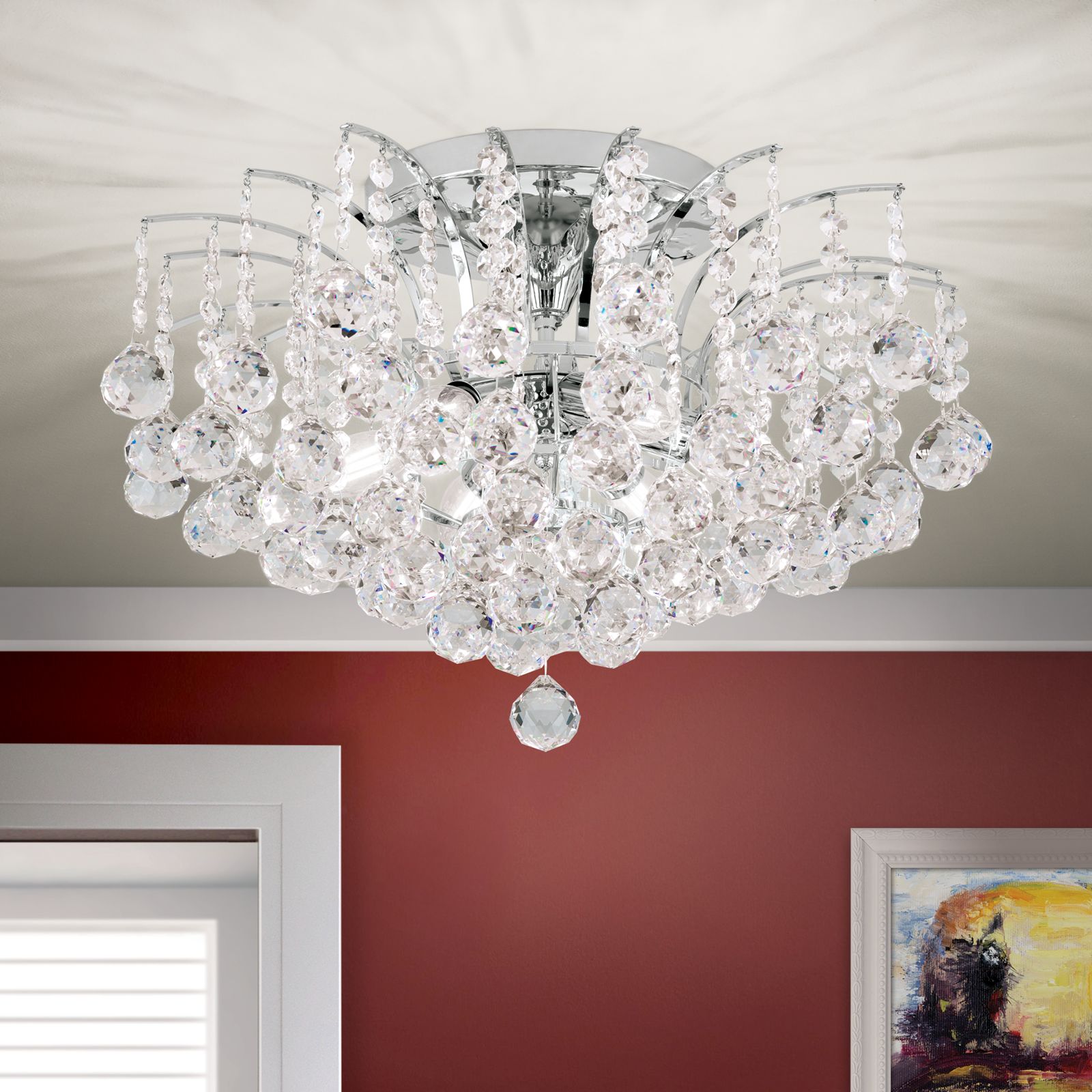 Deckenkronleuchter KRISTALL KLASSISCH, 6-flammig, Chrom