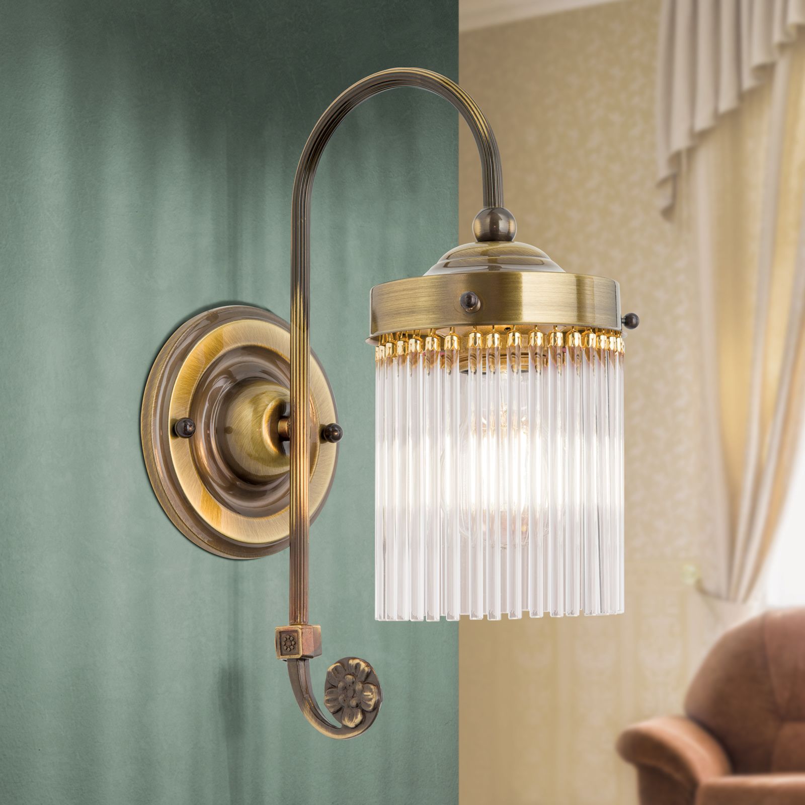 Wandleuchte STÄBCHENSERIE, 1-flammig, Patina