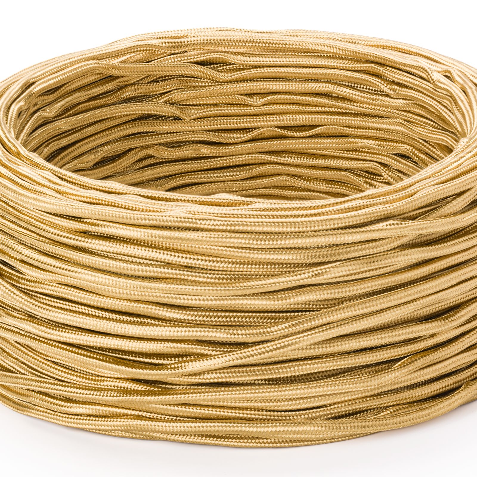 Kabel, Textil, 3x0,75 mm², 1 m, tenký, zlatý