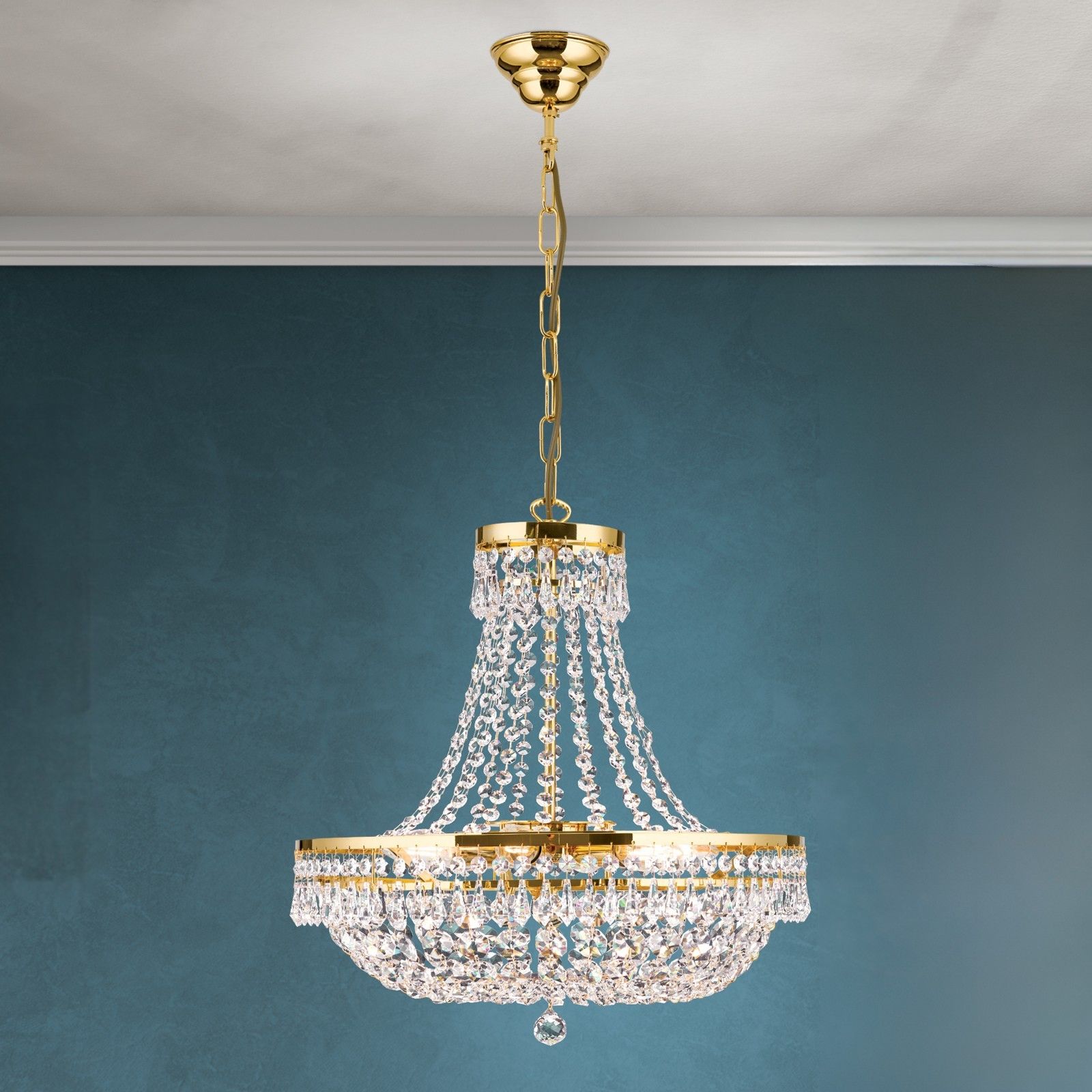Sheraton chandelier, 45cm, 24K gold plated
