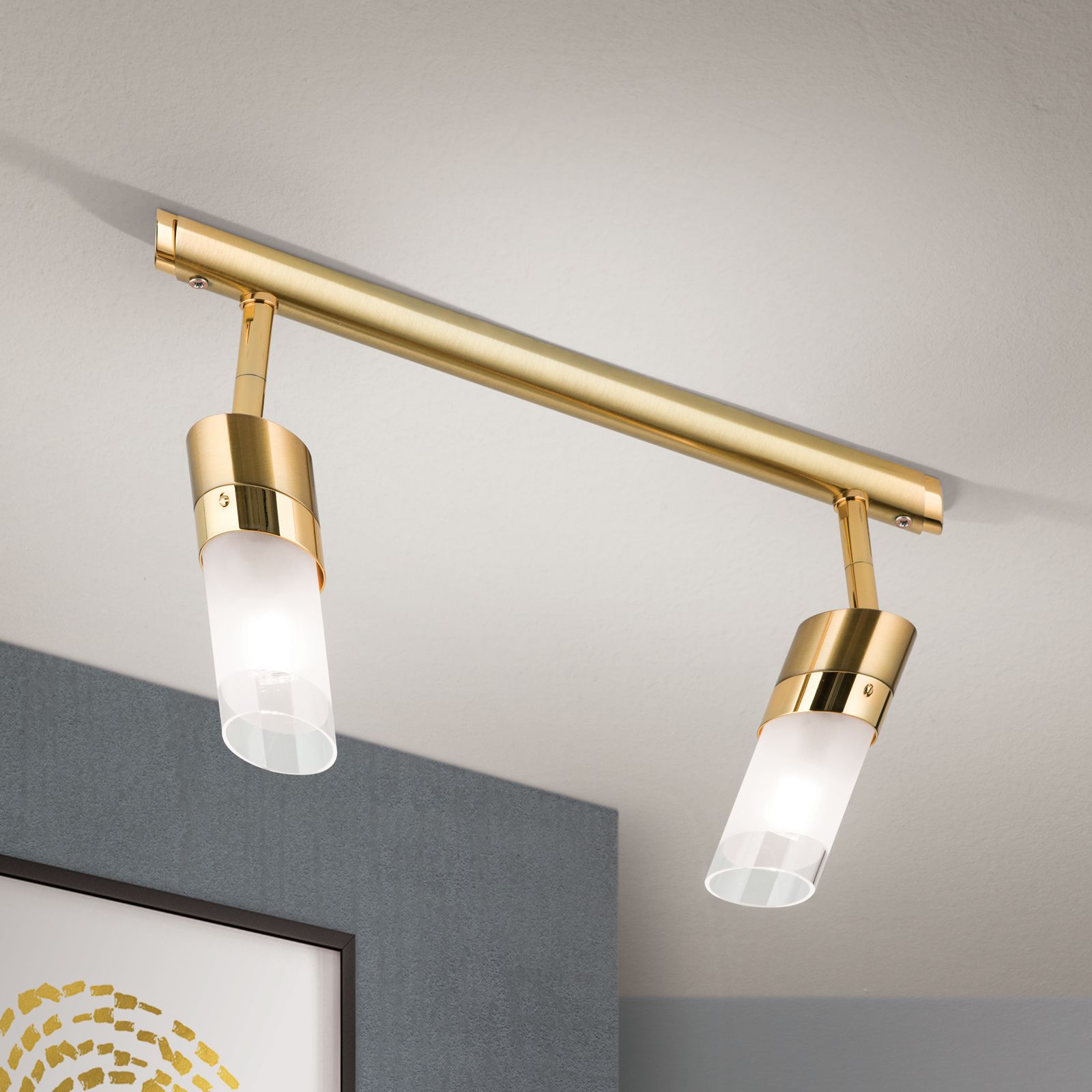 Bodové světlo SPOT EXCLUSIVE, 2-žárovkové, matně zlaté, s čirými matnými čočkami