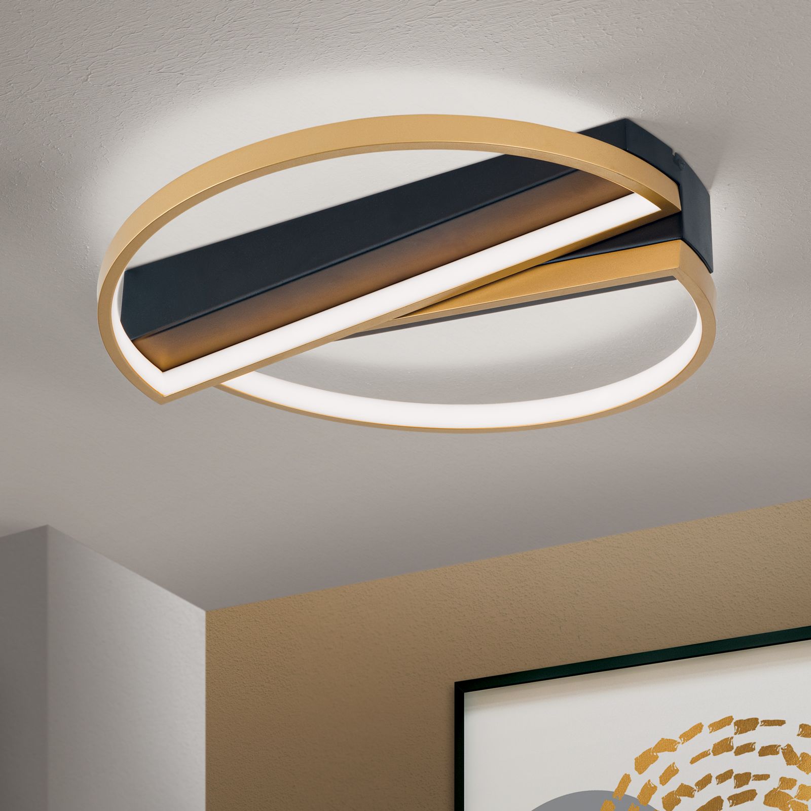 LED ceiling light OLGA, black-gold