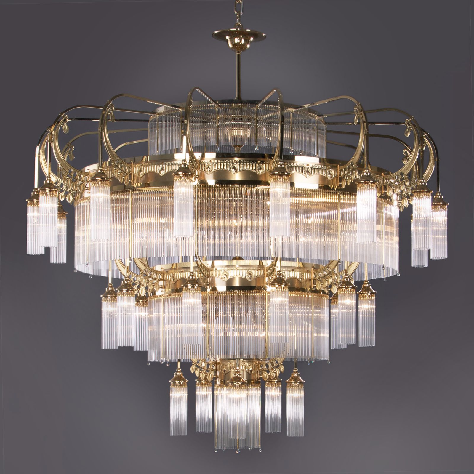 Lustr ADELE, 31 světel, zlatý, s tyčemi