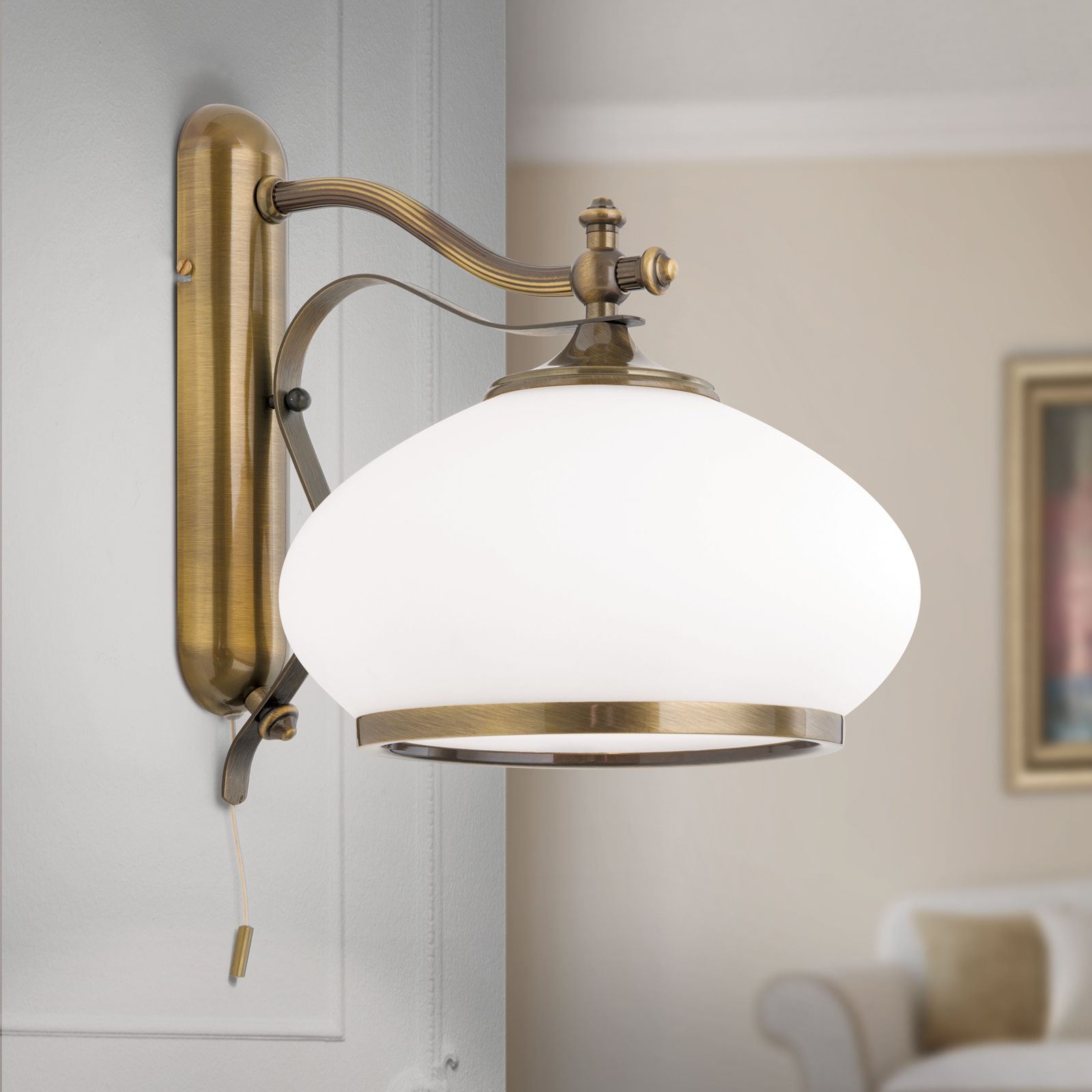 Wall light EMPIRE, antique brass finish, 1 lamp