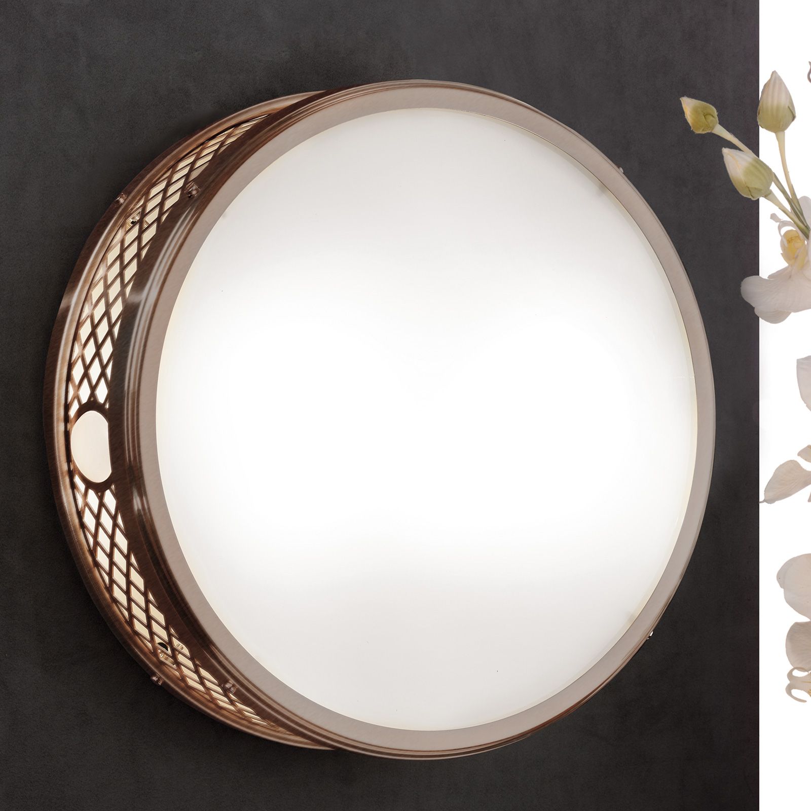 ALT WIEN Flush Ceiling Light, Antique Brass finish, 40cm
