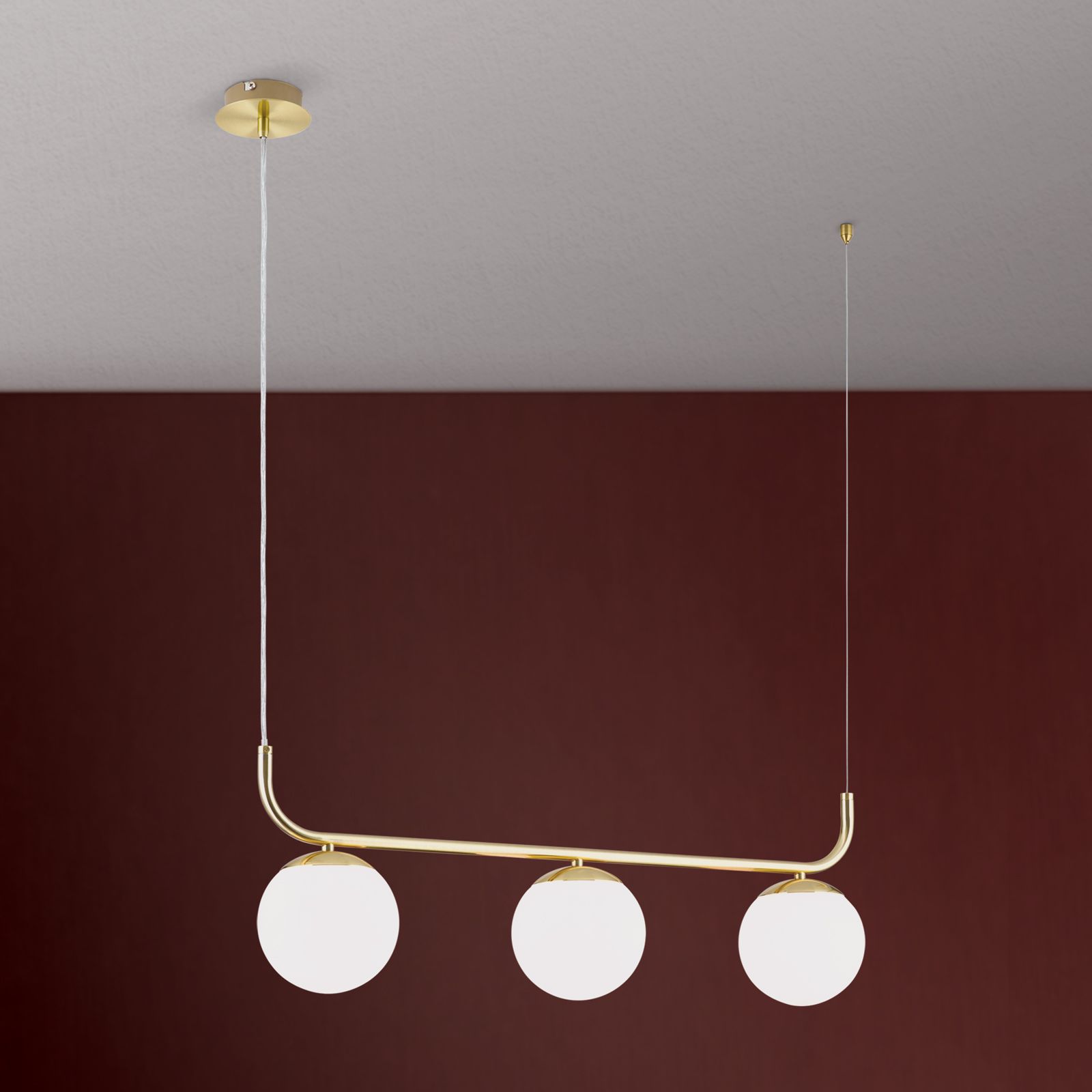 Suspension lamp MADIS, 3-flames, brass matt
