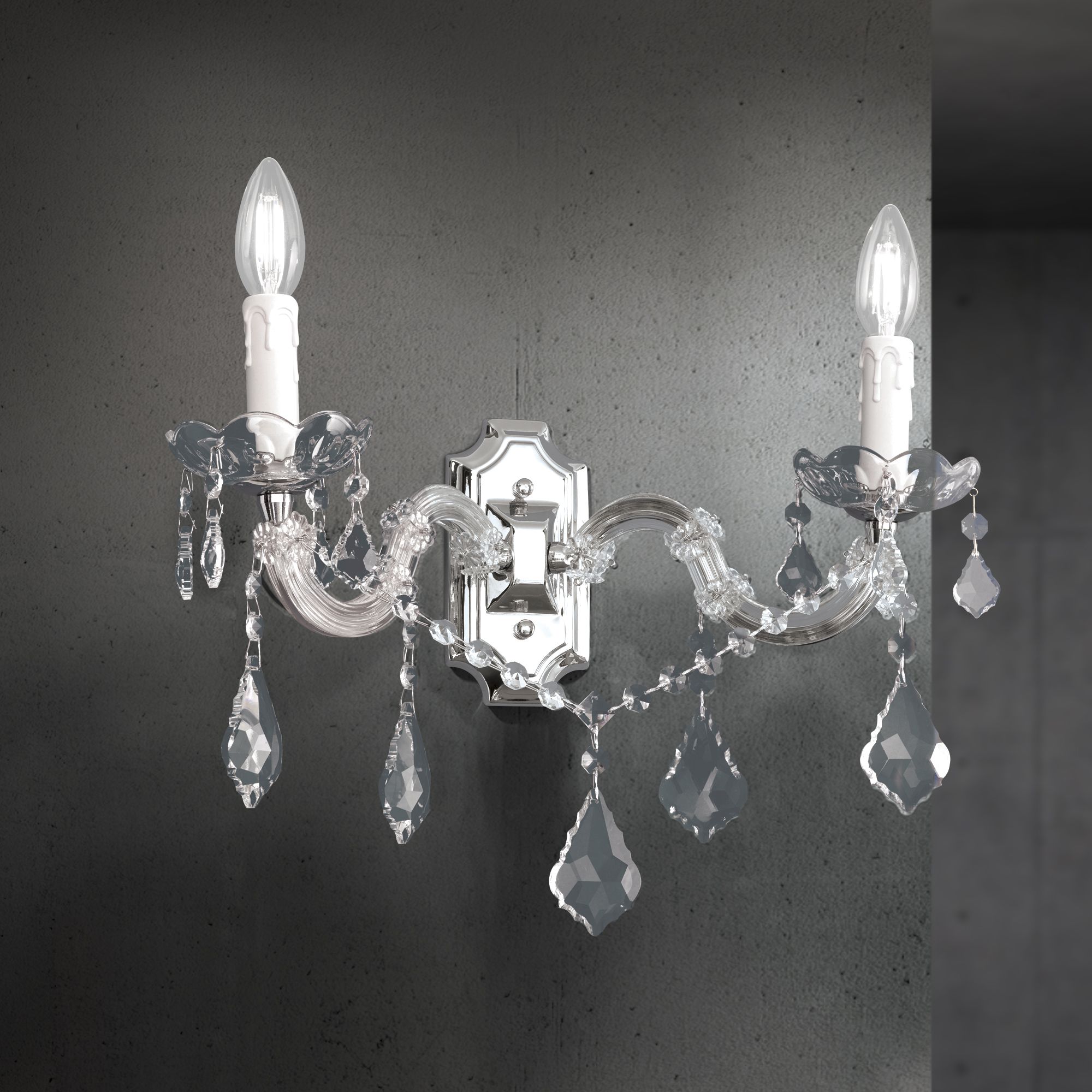 Wandleuchte THERESA, 2-flammig, Silber