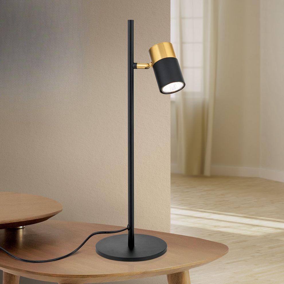 Table lamp KEVIN, black-gold, swivel lamp head