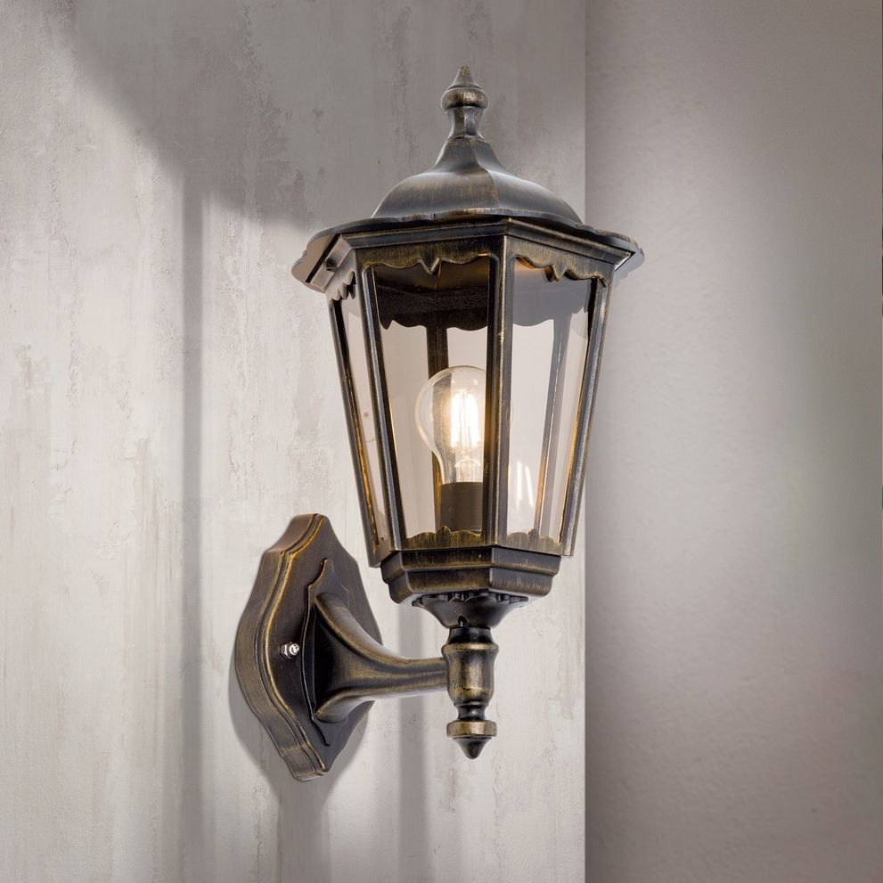 Wandaußenleuchte PUCHBERG, Schwarz-Gold, aufwärts