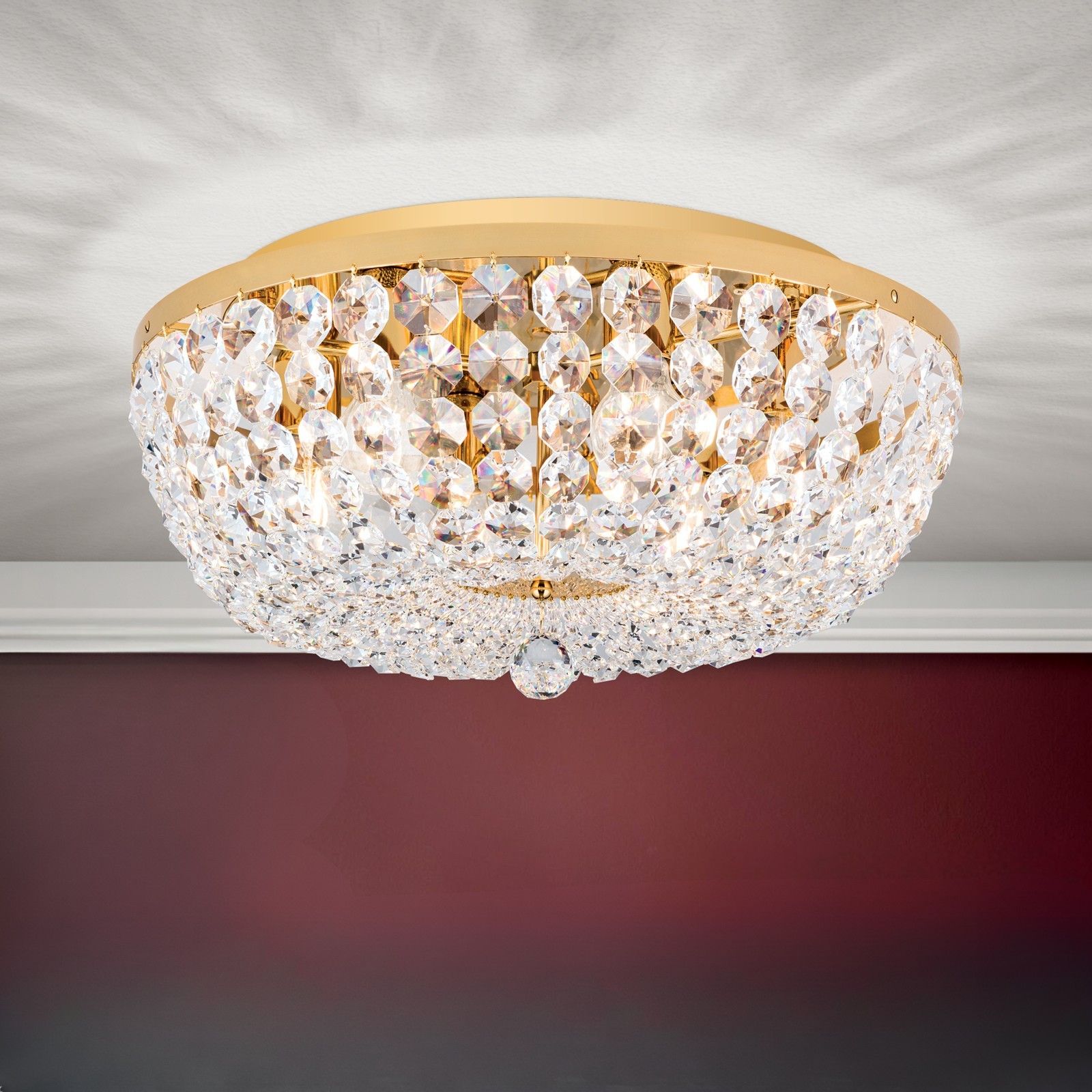 Ceiling chandelier SHERATON, 6-flames, gold, 55 cm