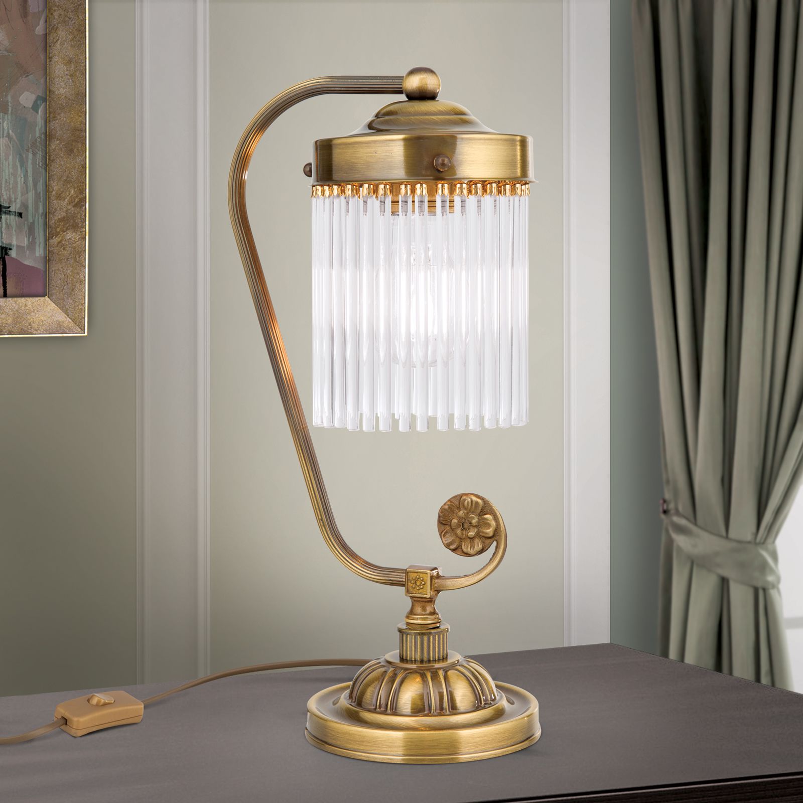 Tischlampe STÄBCHENSERIE, 1-flammig, Patina