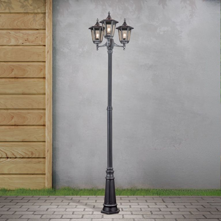 Außenleuchte HERMINE, Schwarz silber, H255cm