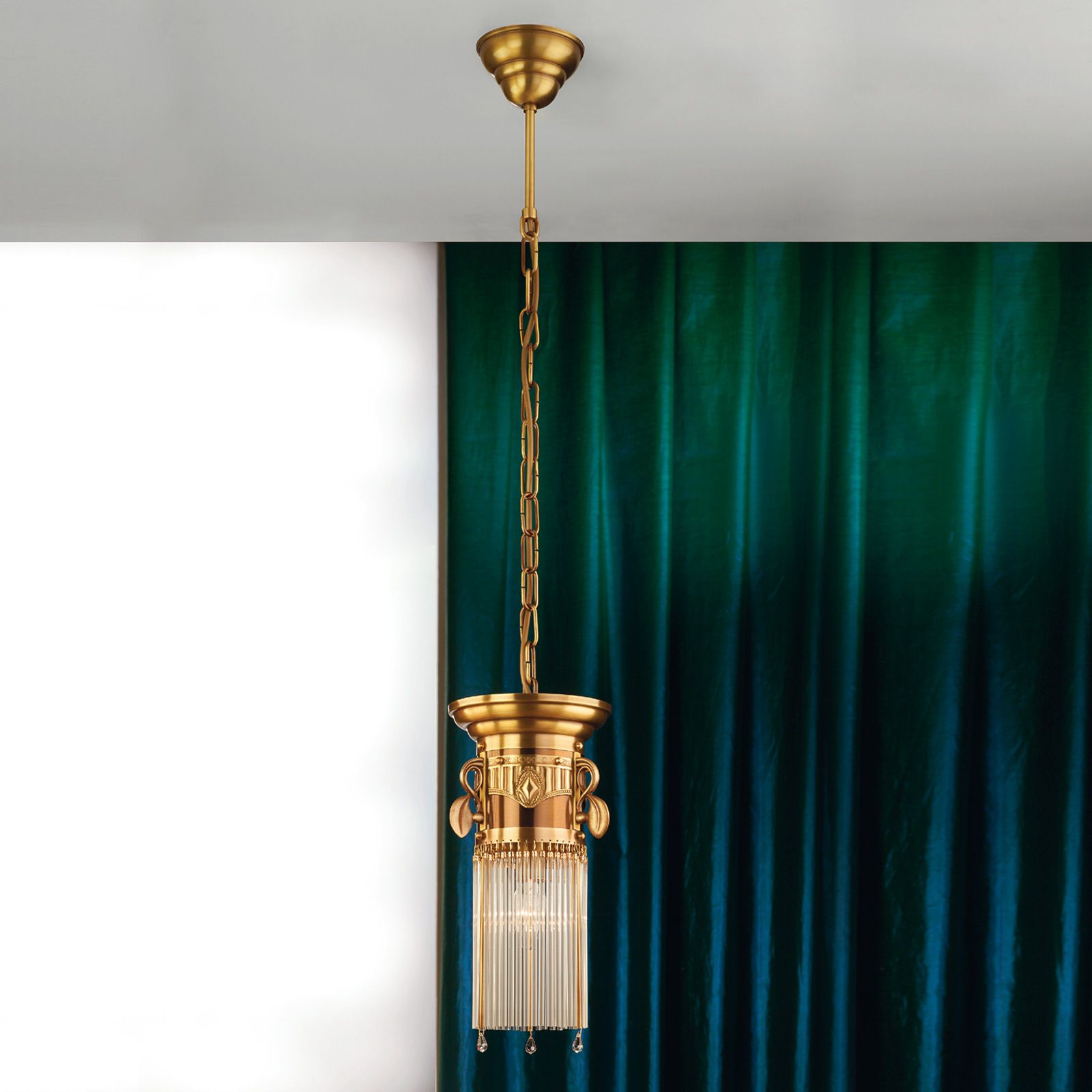 Hängeleuchte ADELE, Altmessing, mit Stäbchen, 17cm