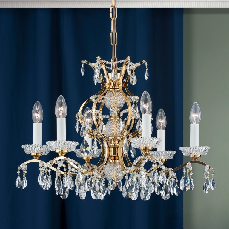 Chandelier HIROHITO, 6-flames, gold