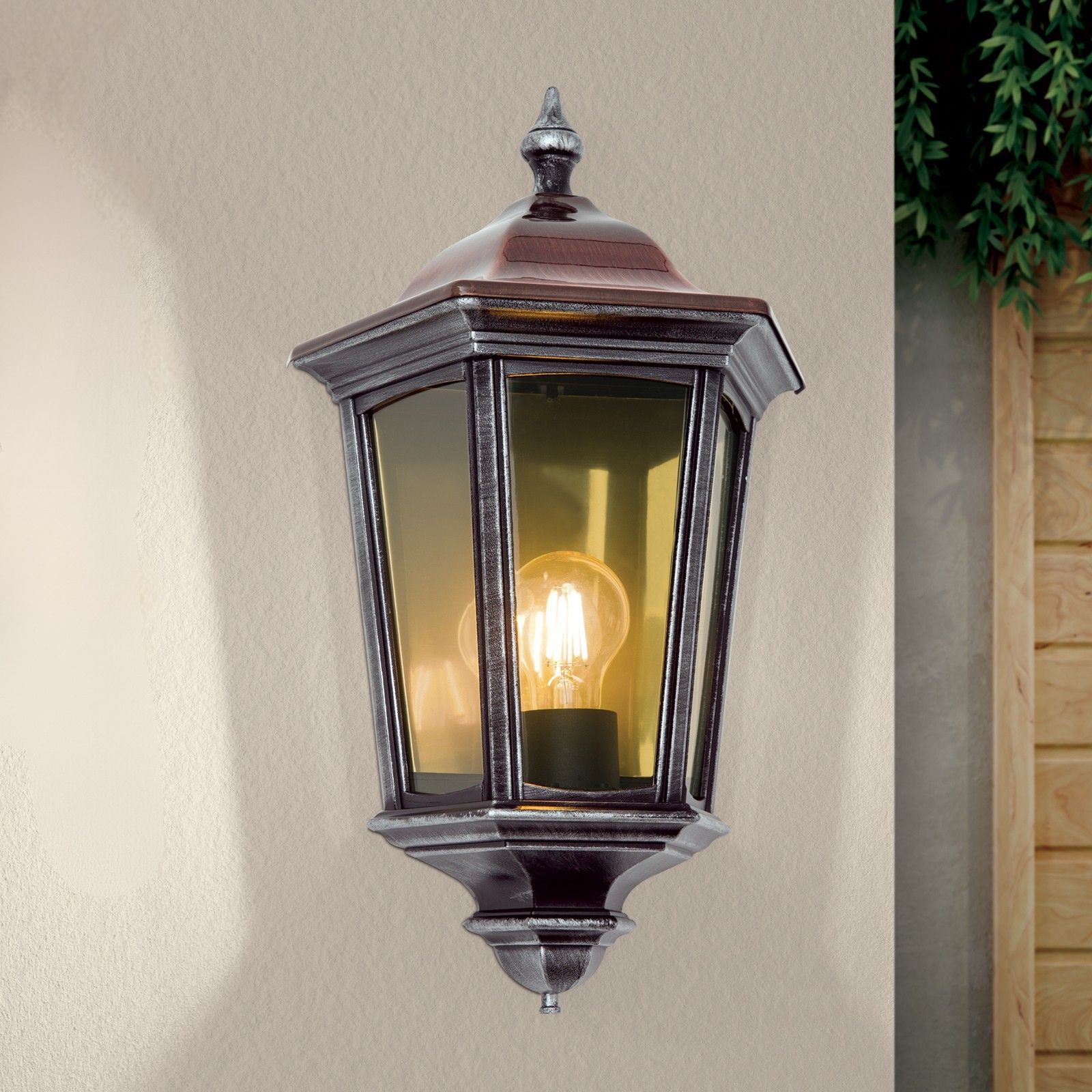 Venkovní nástěnné svítidlo HERMINE, černo-stříbrné