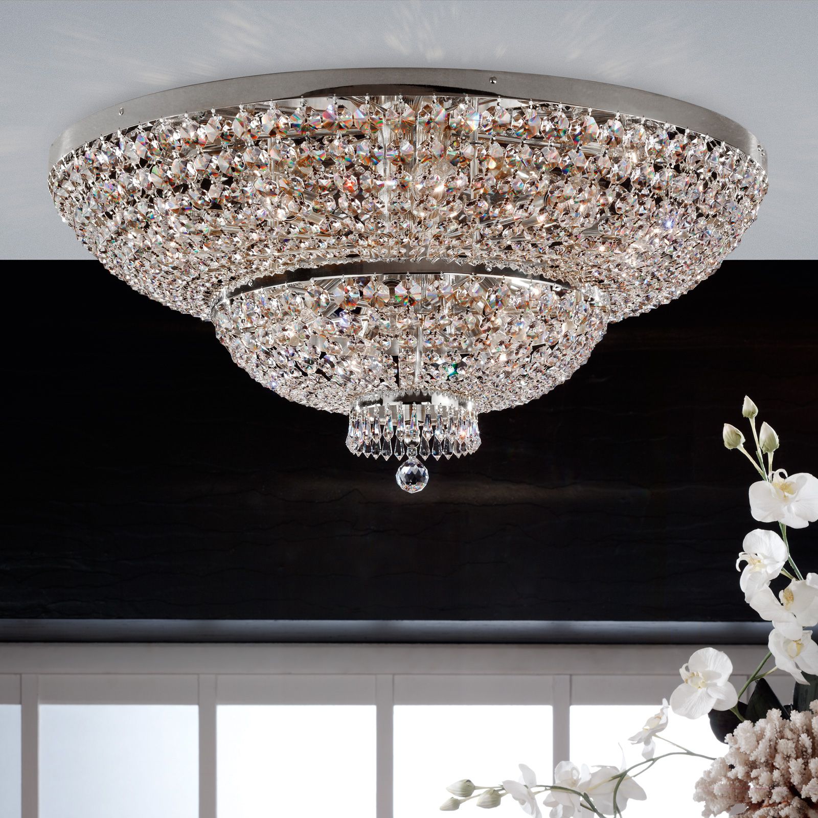 Ceiling chandelier SHERATON, chrome, 90 cm