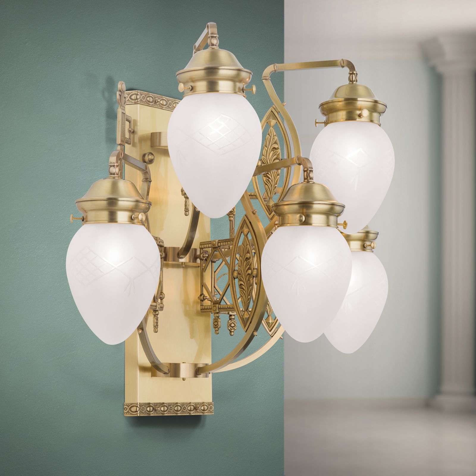 Wall light BUDAPEST, 5-flames, bronze