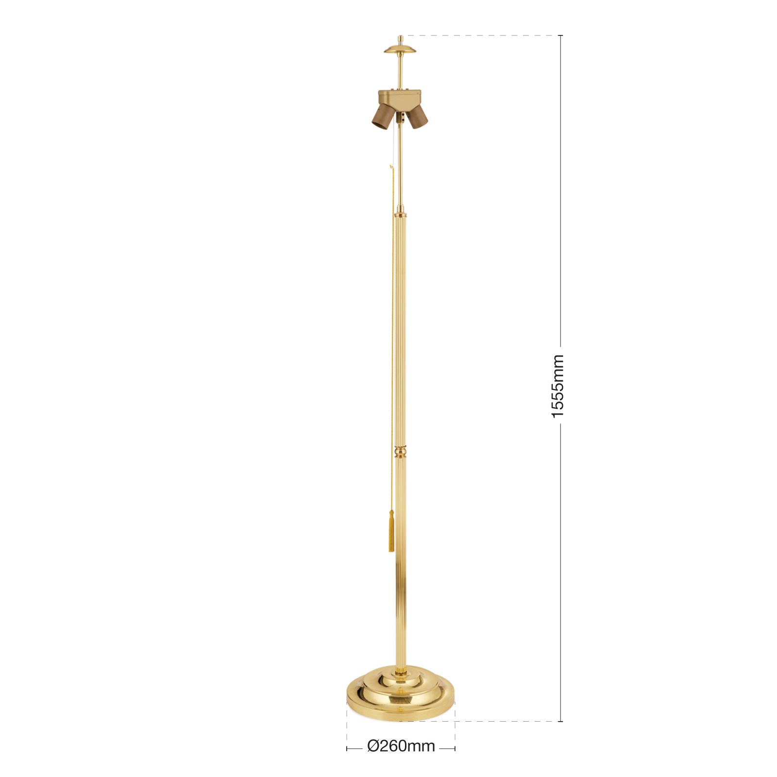 Stehlampe, Messing glänzend, ohne Schirm, 155,5 cm | Messing glänzend