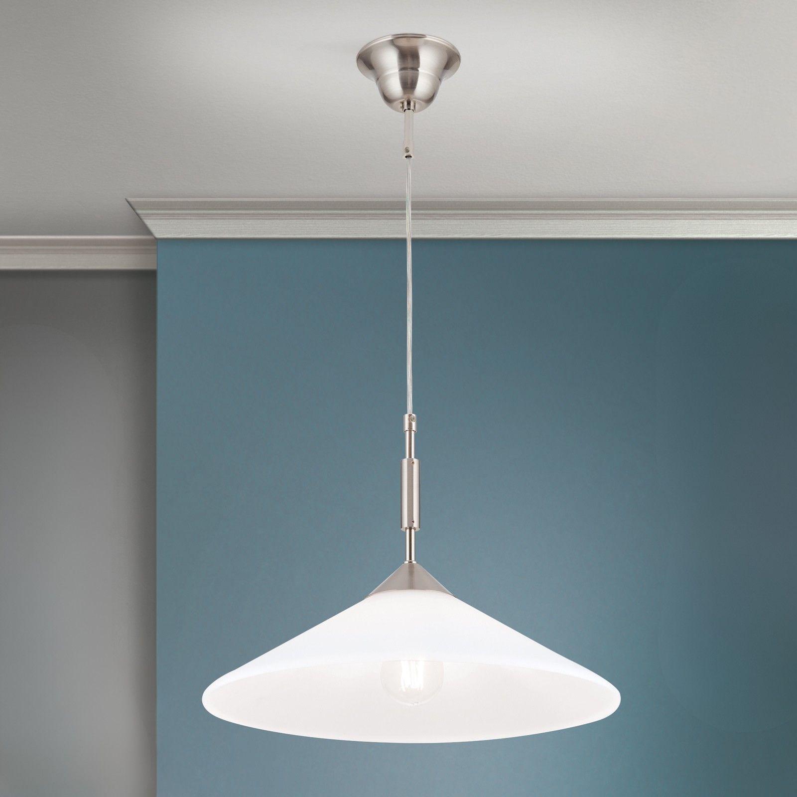 Hängeleuchte ARTDESIGN, 1-flammig, Satin, mit Opalglas, 40cm