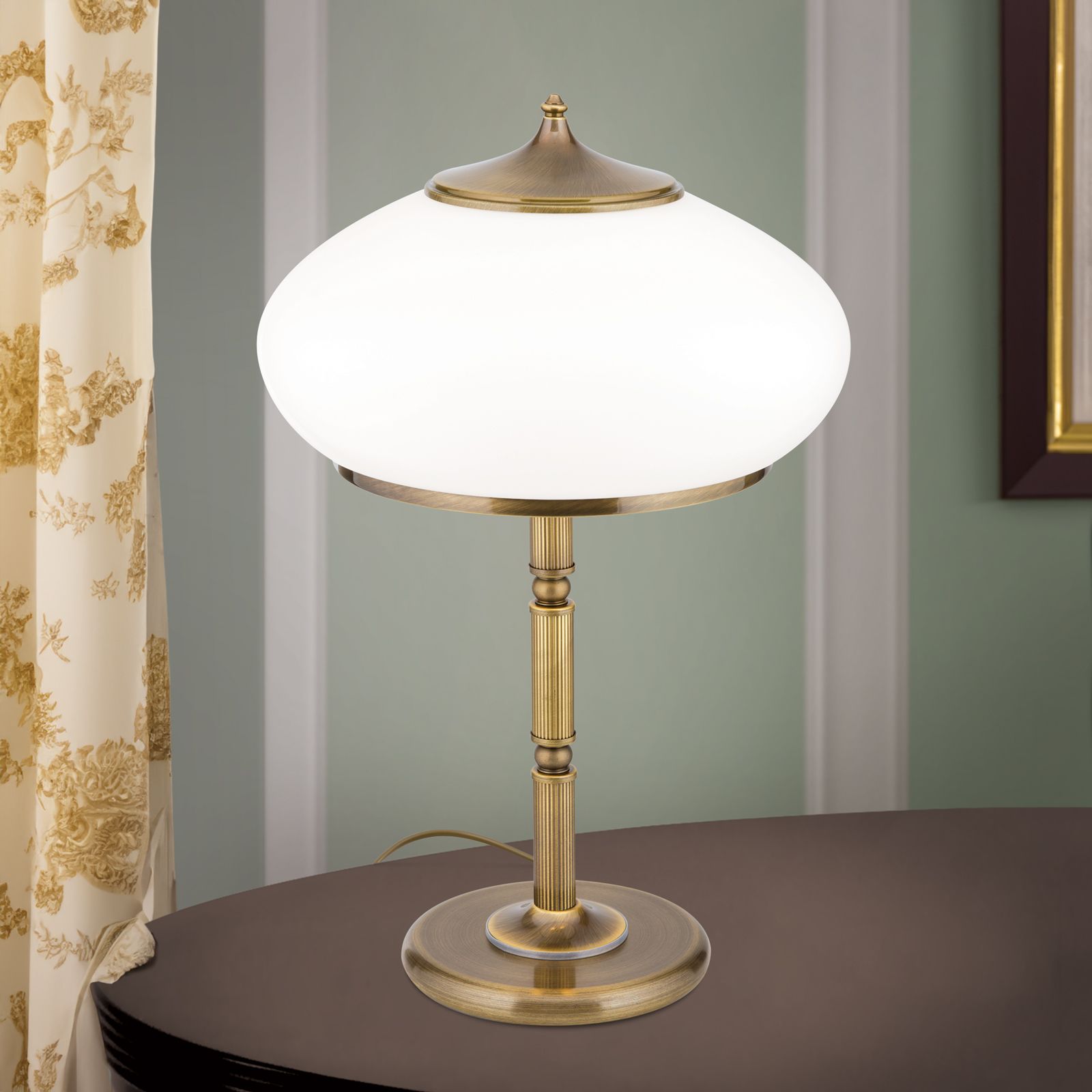 Tischlampe EMPIRE, Patina, H 63cm