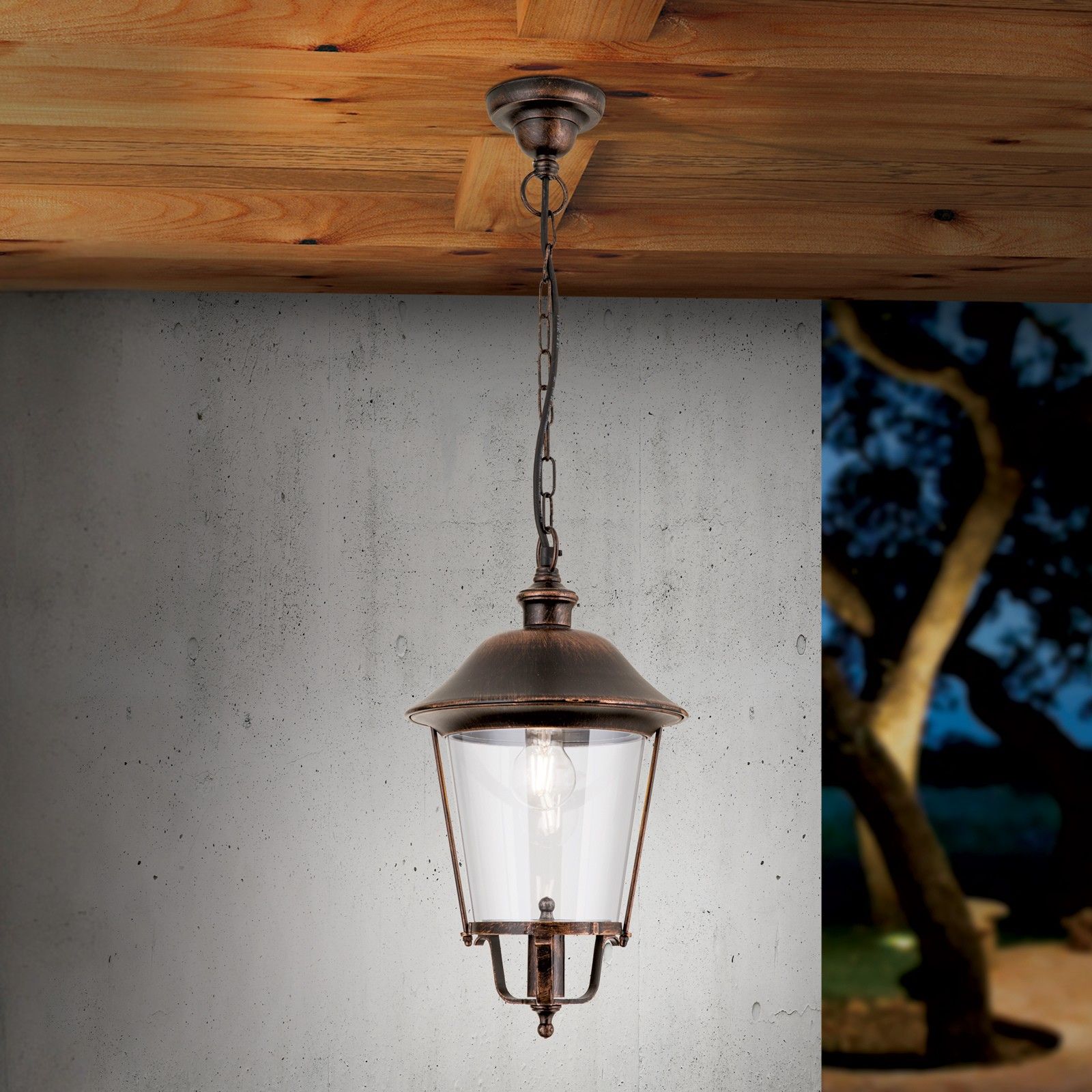 Venkovní světlo KENZO, černá měď, směrem dolů