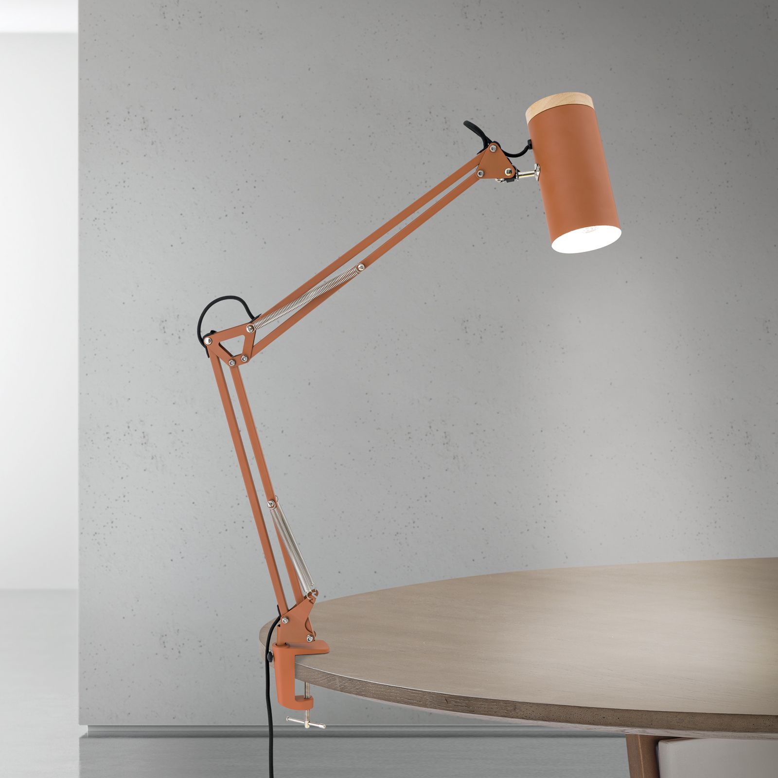 Spring-loaded luminaire GILI with screw clamp, coral red