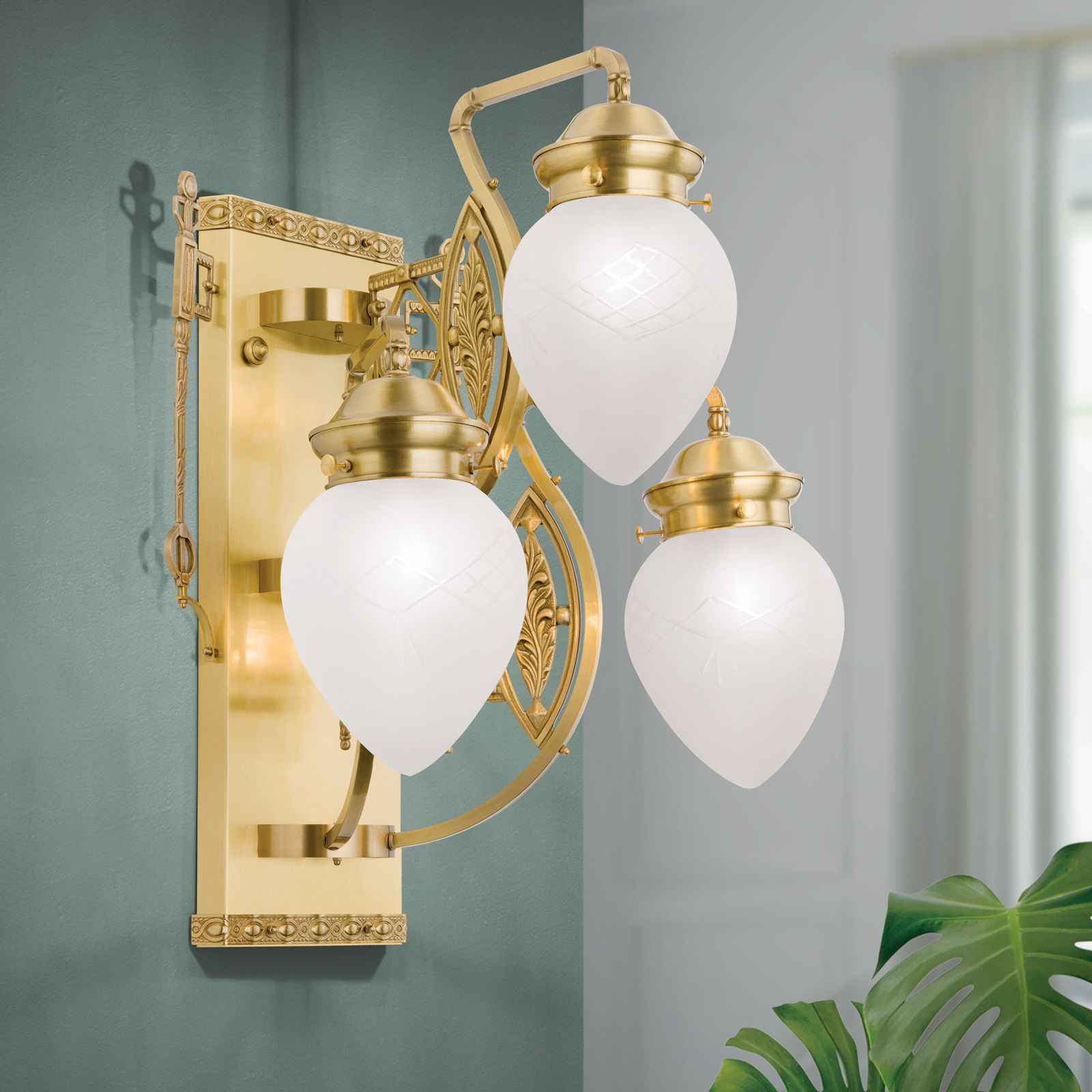 Wall light BUDAPEST, 3-flames, bronze