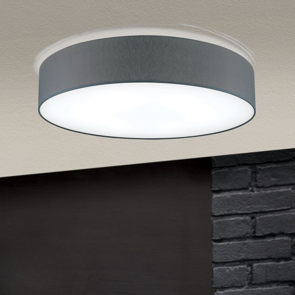 LED-Deckenleuchte SHADE, mit zylindrischem, grauem Schirm, Ø 60cm