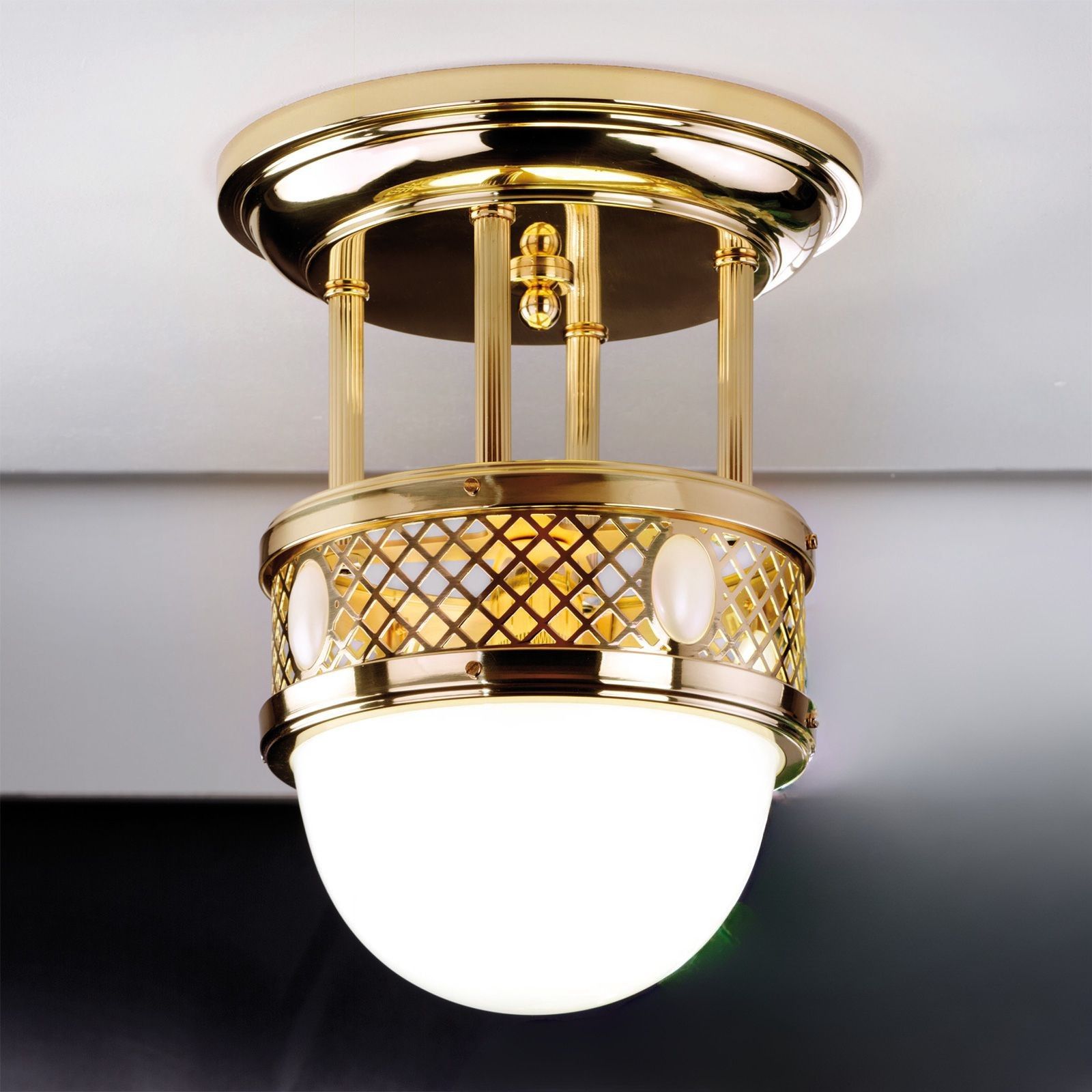 Suspended ceiling light ALT WIEN, shiny brass, 29cm