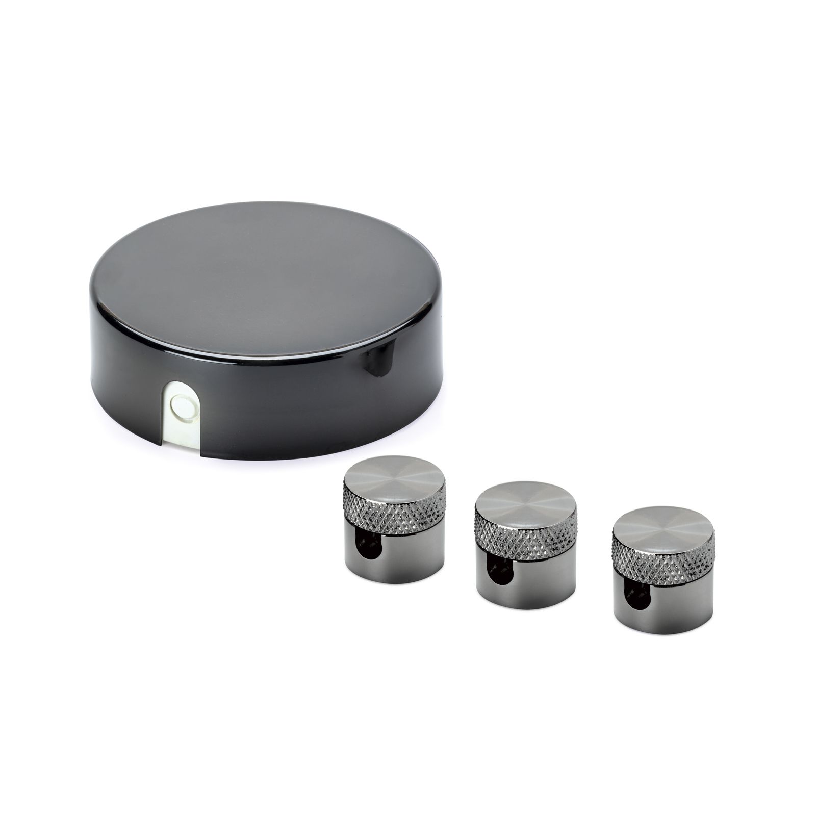 Distribution canopy set incl. 3 ceiling pins, metal, black nickel