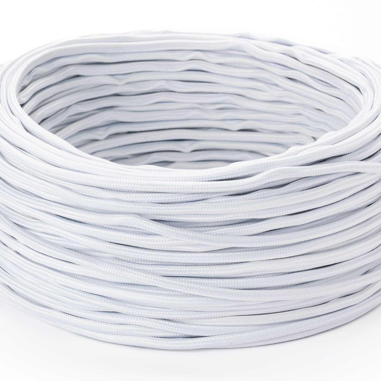 Kabel, Textil, 3x0,75mm², 1 m, Dünn, Weiß